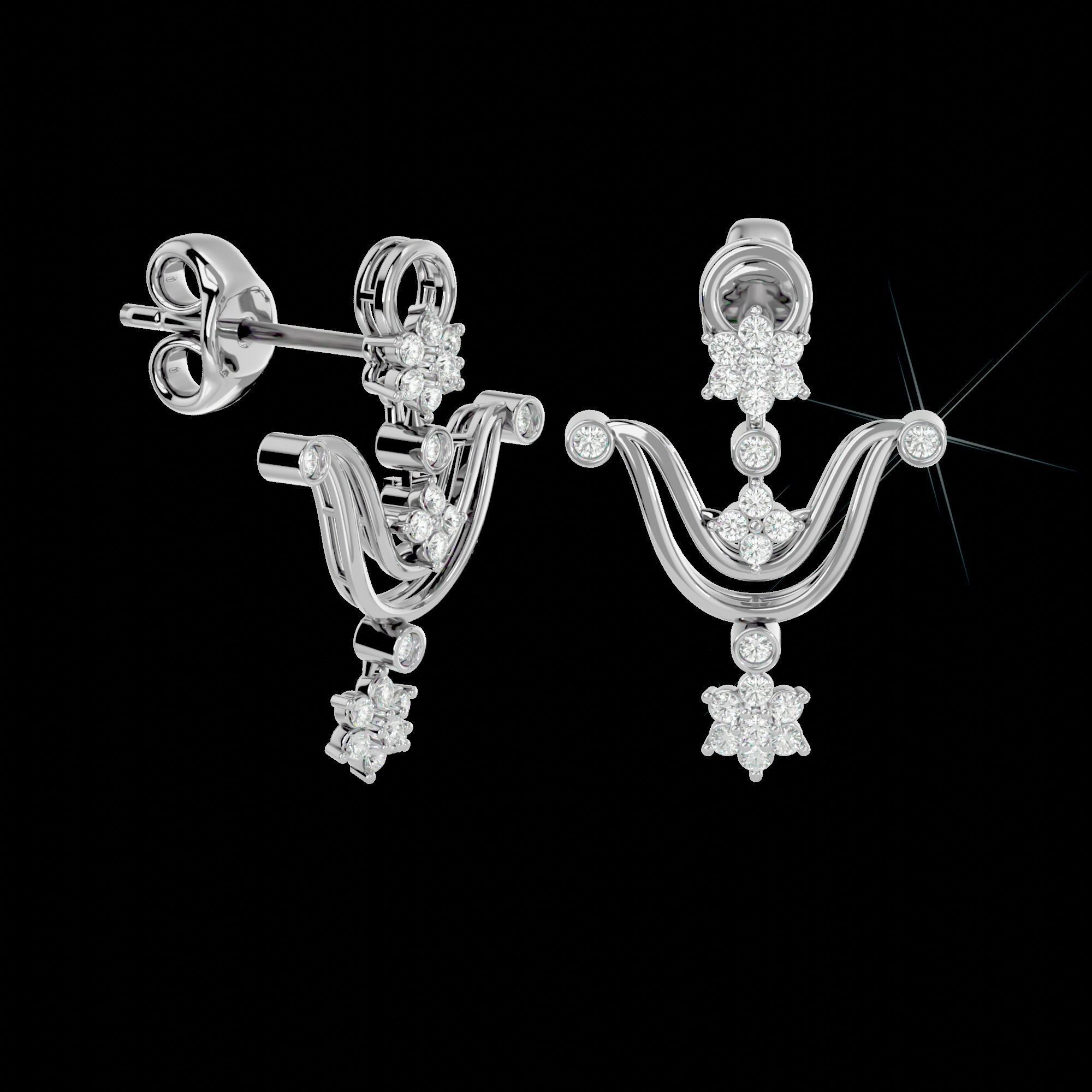 High Jewelry Diamond Necklace Earrings Set stl jcd render 3D print model_9