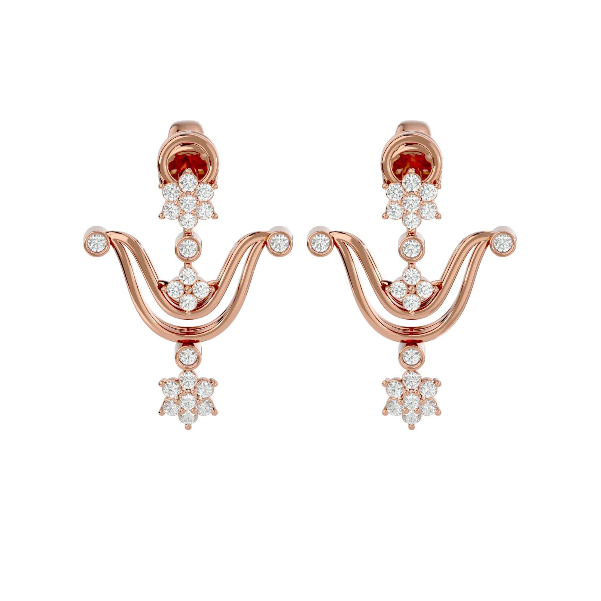 High Jewelry Diamond Necklace Earrings Set stl jcd render 3D print model_23