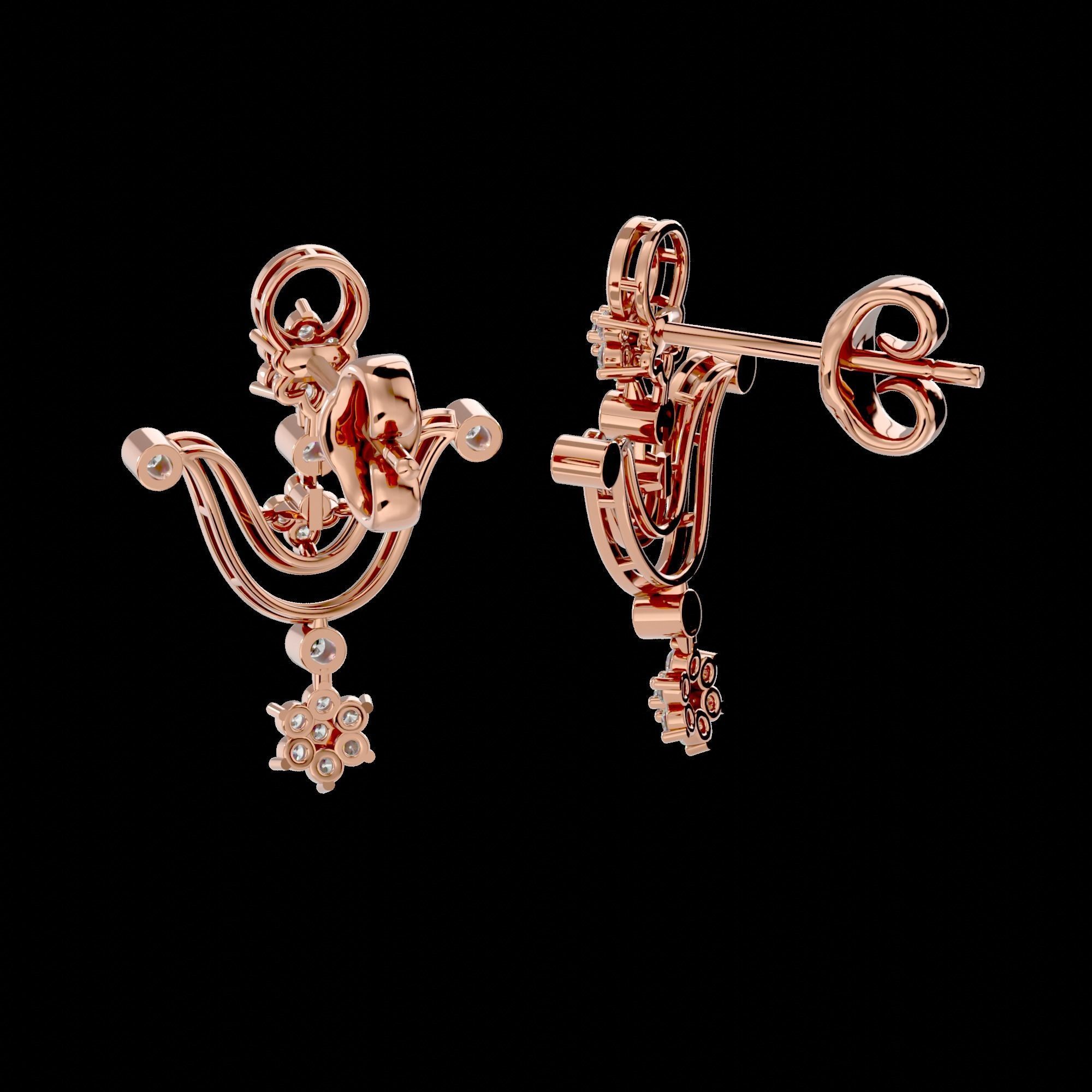 High Jewelry Diamond Necklace Earrings Set stl jcd render 3D print model_5