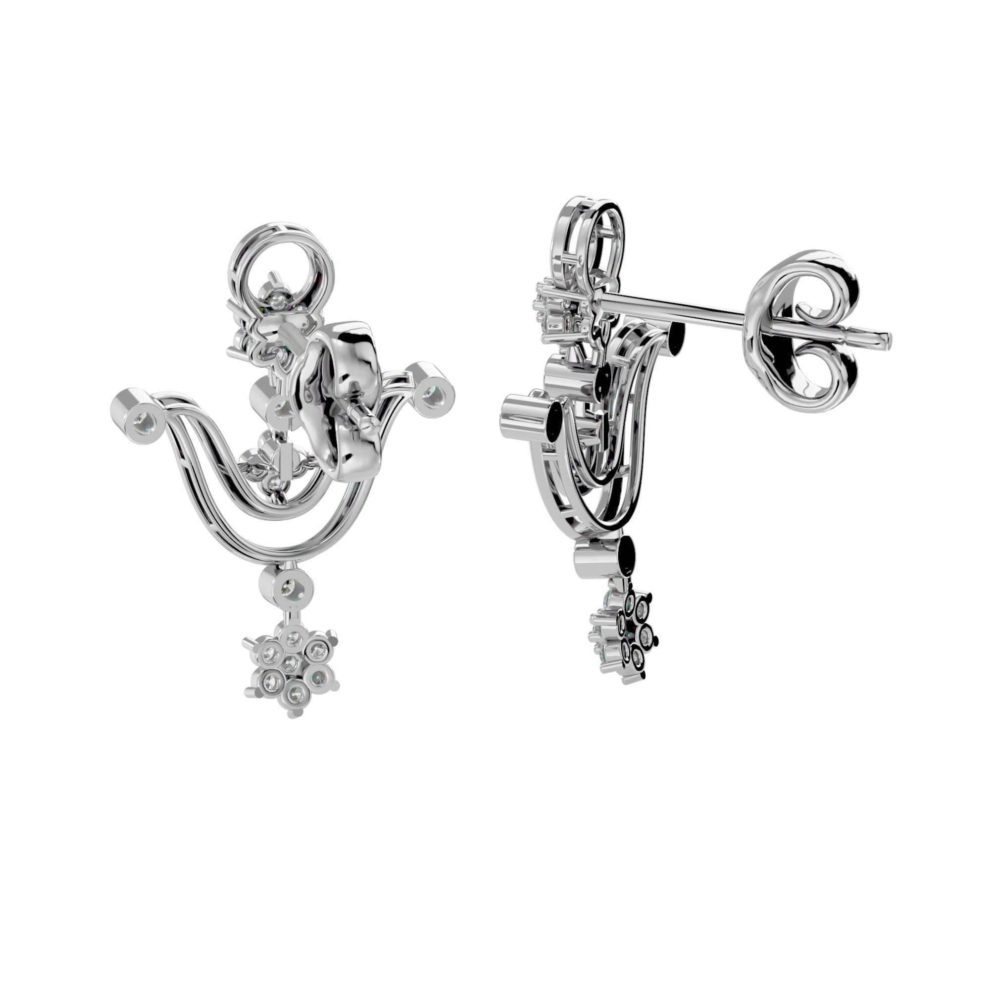 High Jewelry Diamond Necklace Earrings Set stl jcd render 3D print model_6