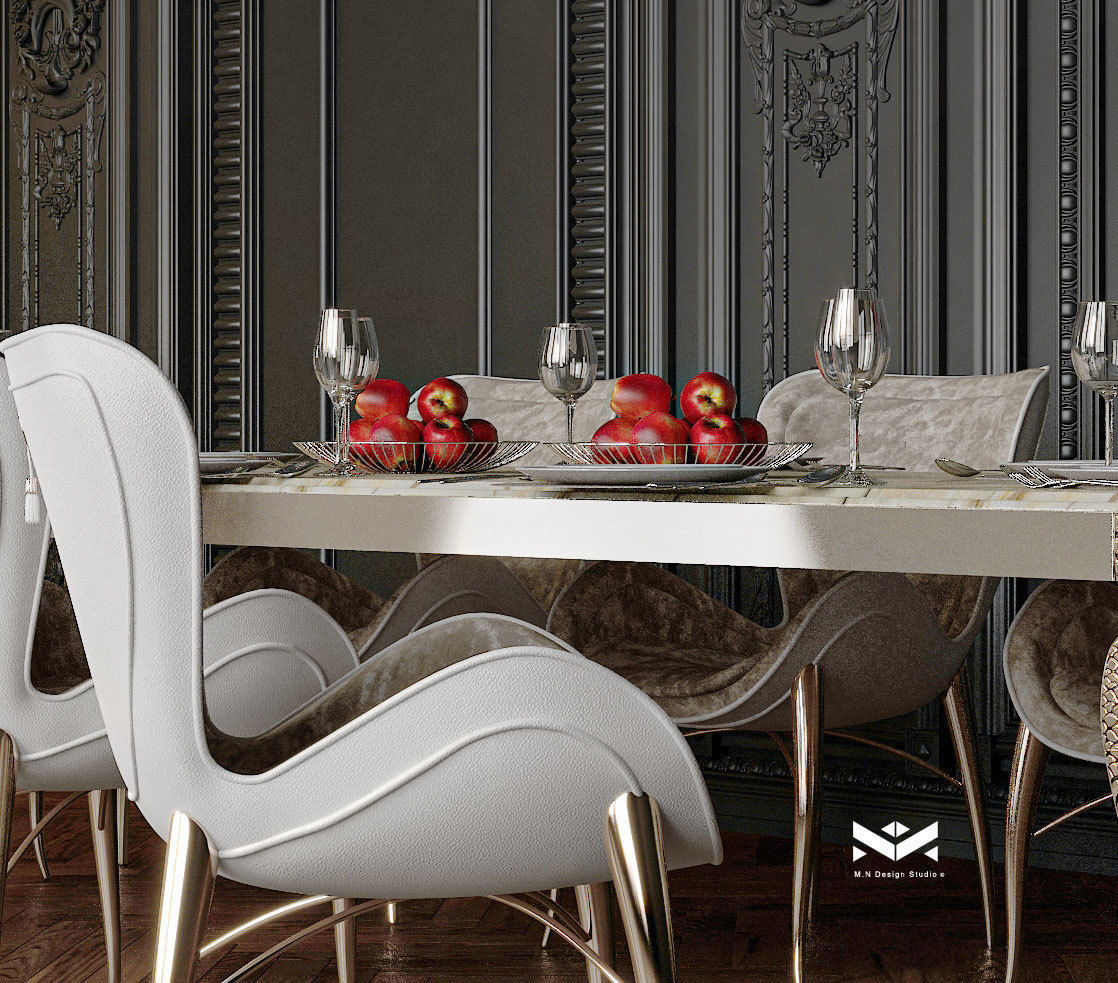 Classic Dining Room Design - Black design 3D model_11