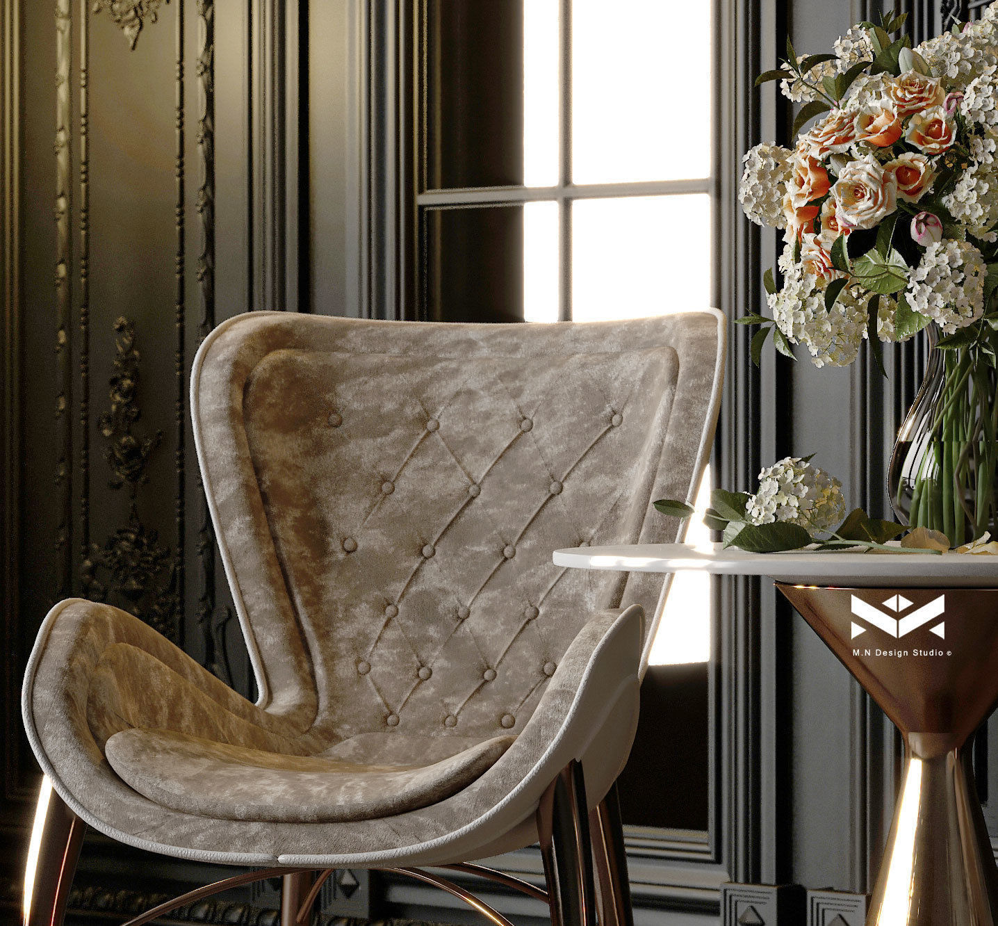 Classic Dining Room Design - Black design 3D model_9