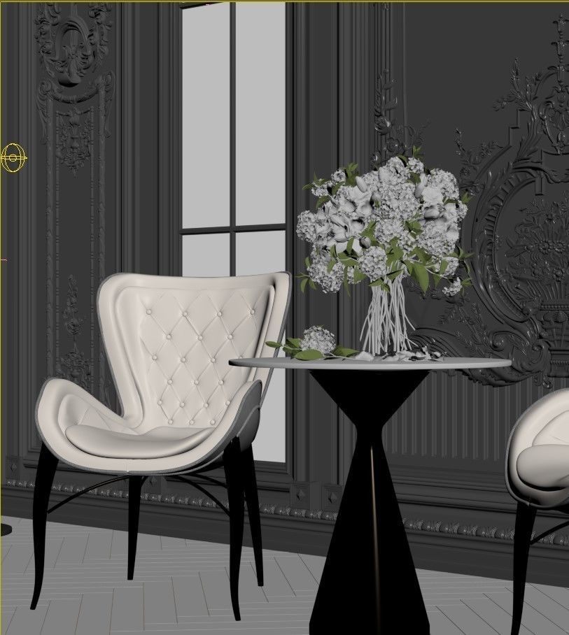 Classic Dining Room Design - Black design 3D model_3