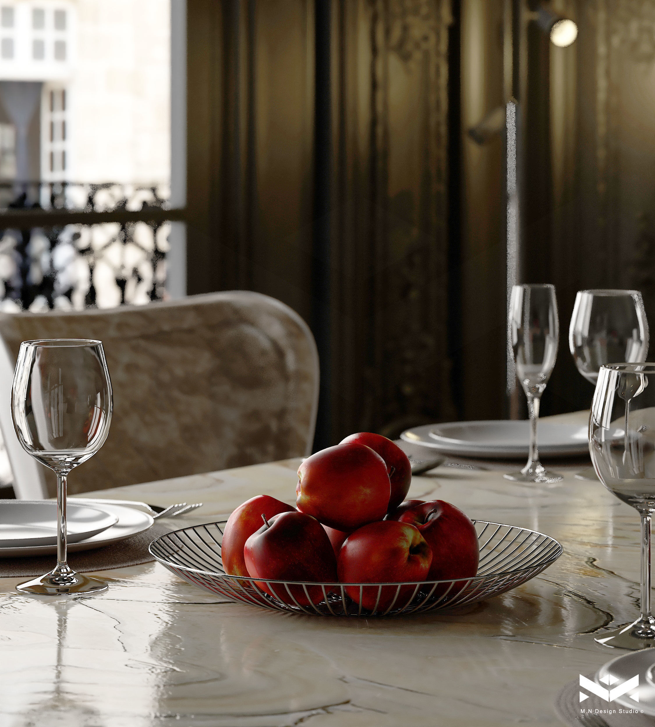 Classic Dining Room Design - Black design 3D model_5