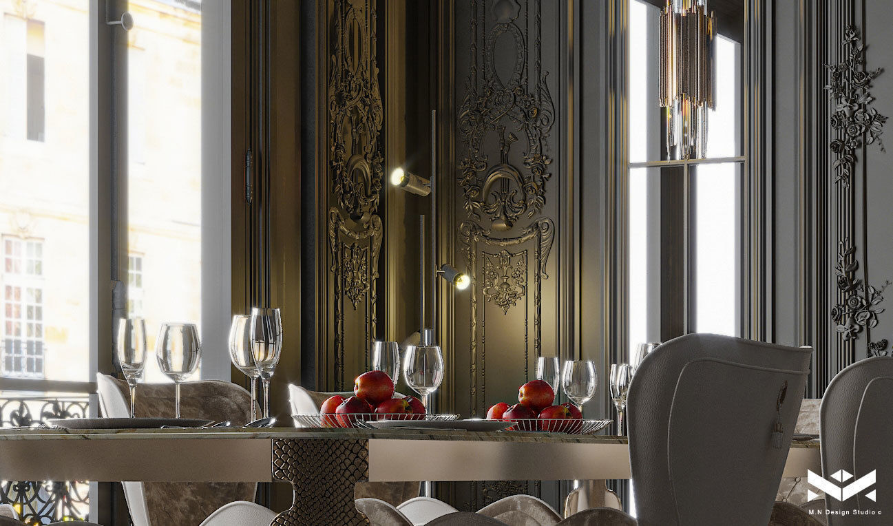 Classic Dining Room Design - Black design 3D model_13