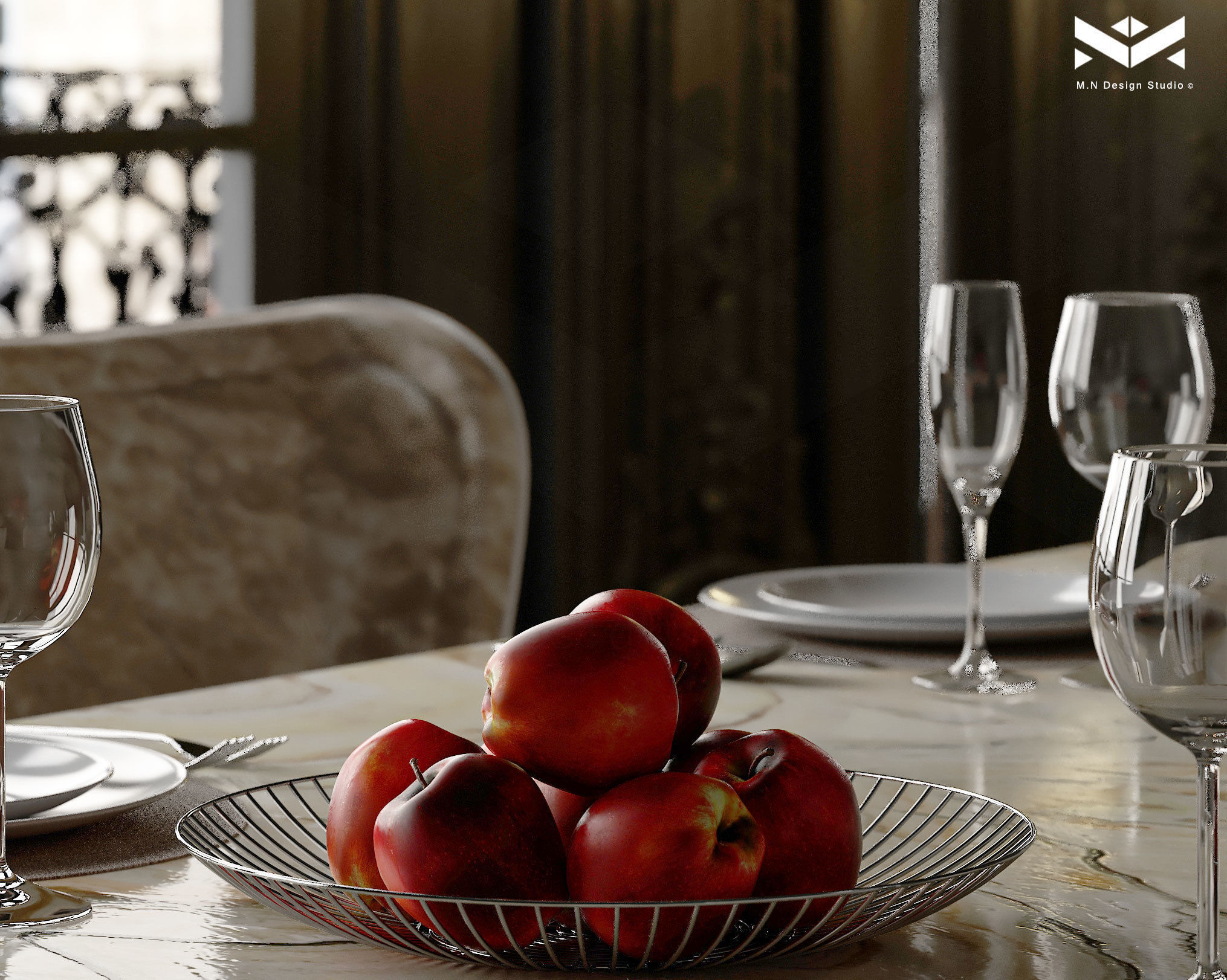 Classic Dining Room Design - Black design 3D model_10