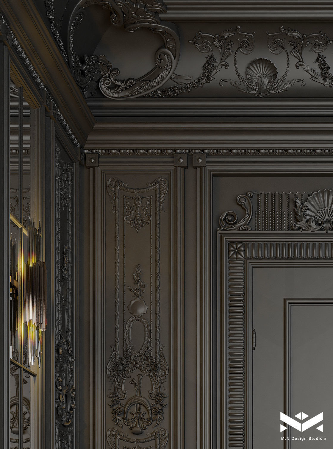 Classic Dining Room Design - Black design 3D model_15