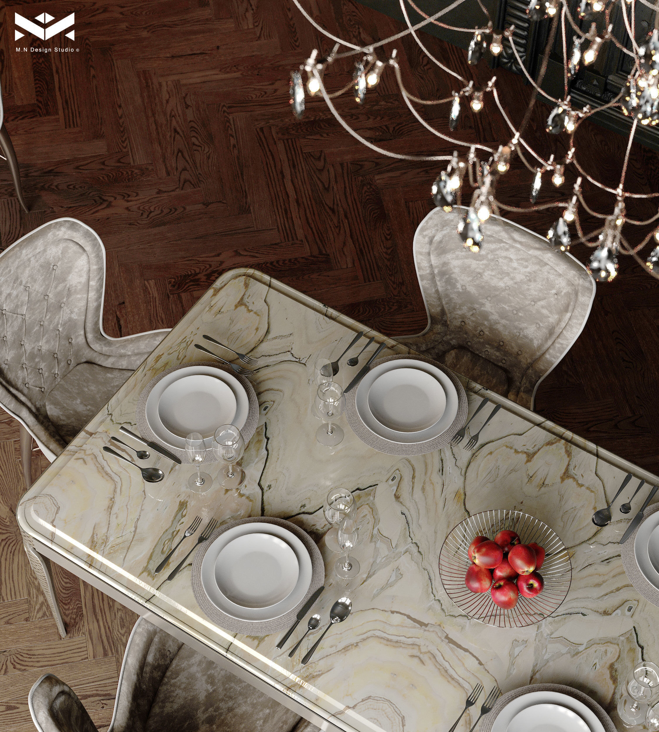 Classic Dining Room Design - Black design 3D model_4