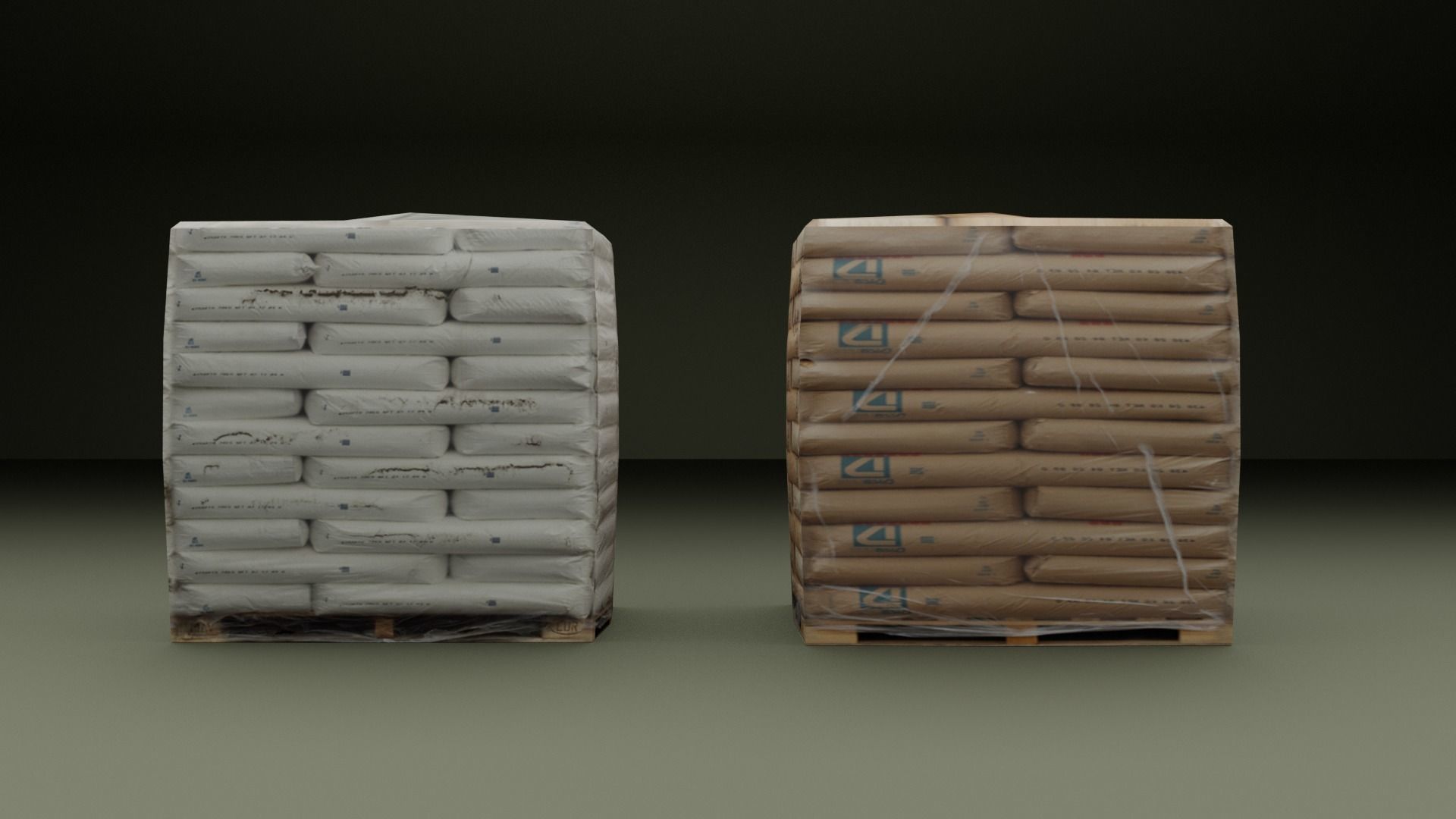 Cement Bags On Pallet Low-poly 3D model_7