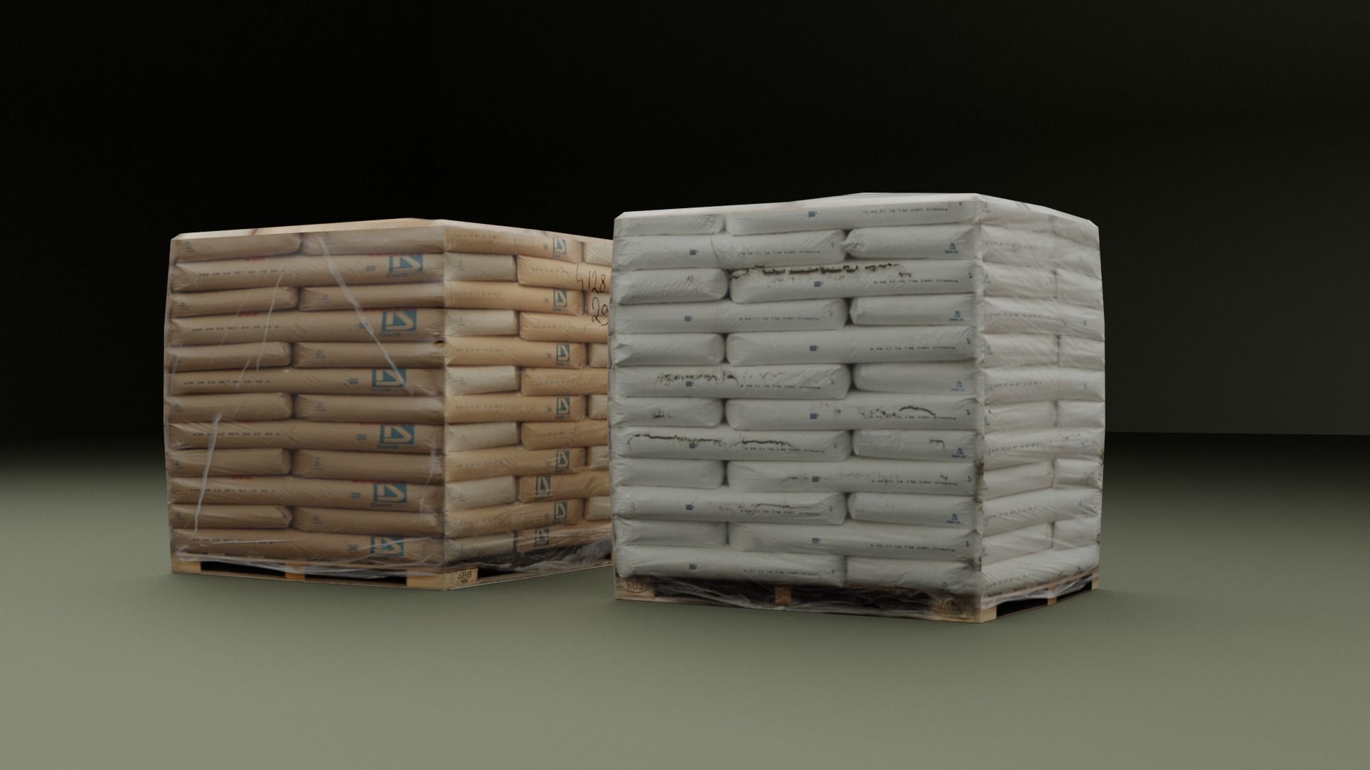 Cement Bags On Pallet Low-poly 3D model_8
