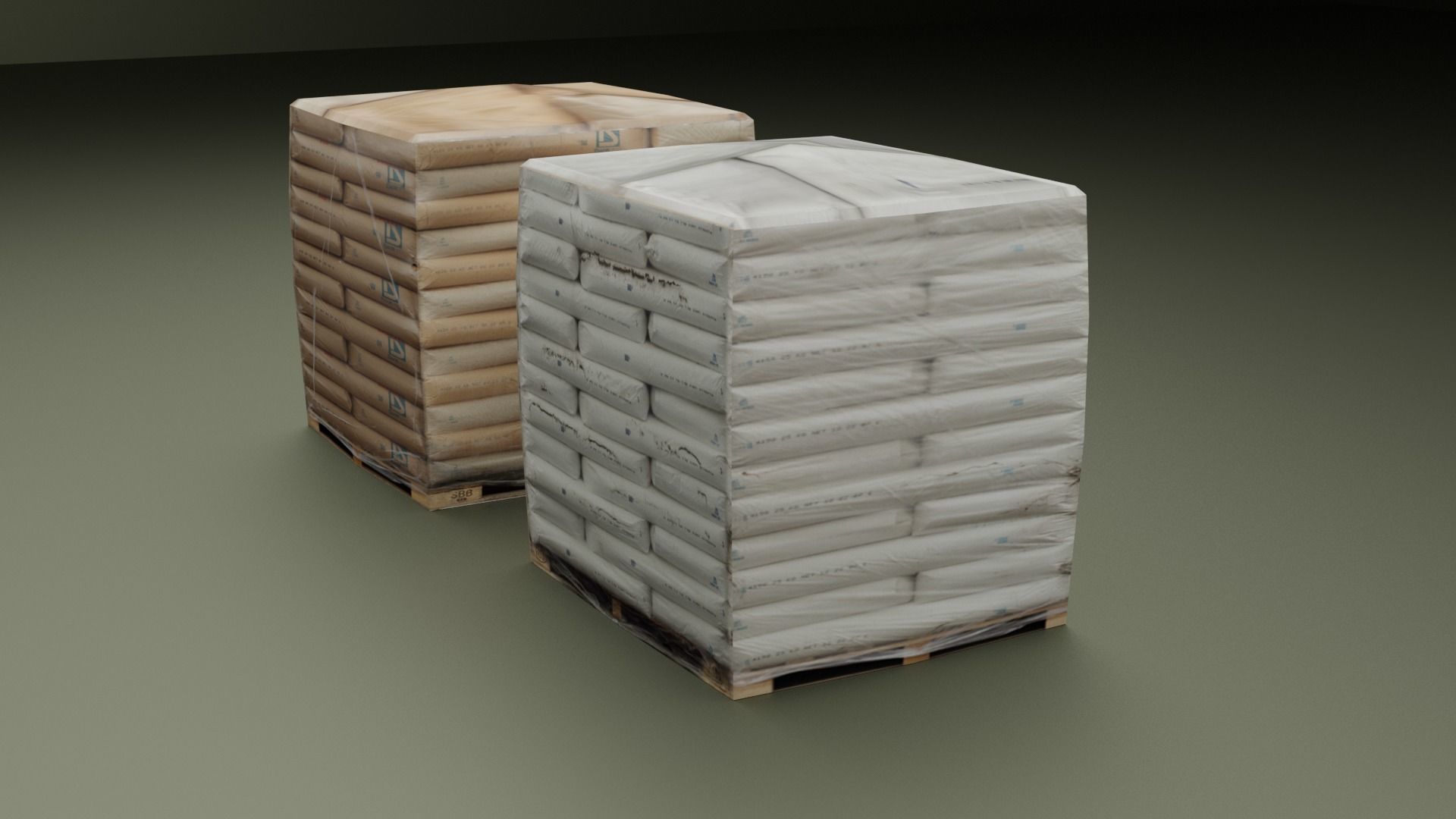 Cement Bags On Pallet Low-poly 3D model_5