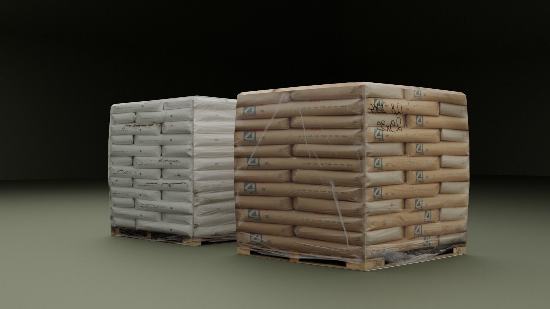 Cement Bags On Pallet Low-poly 3D model_3