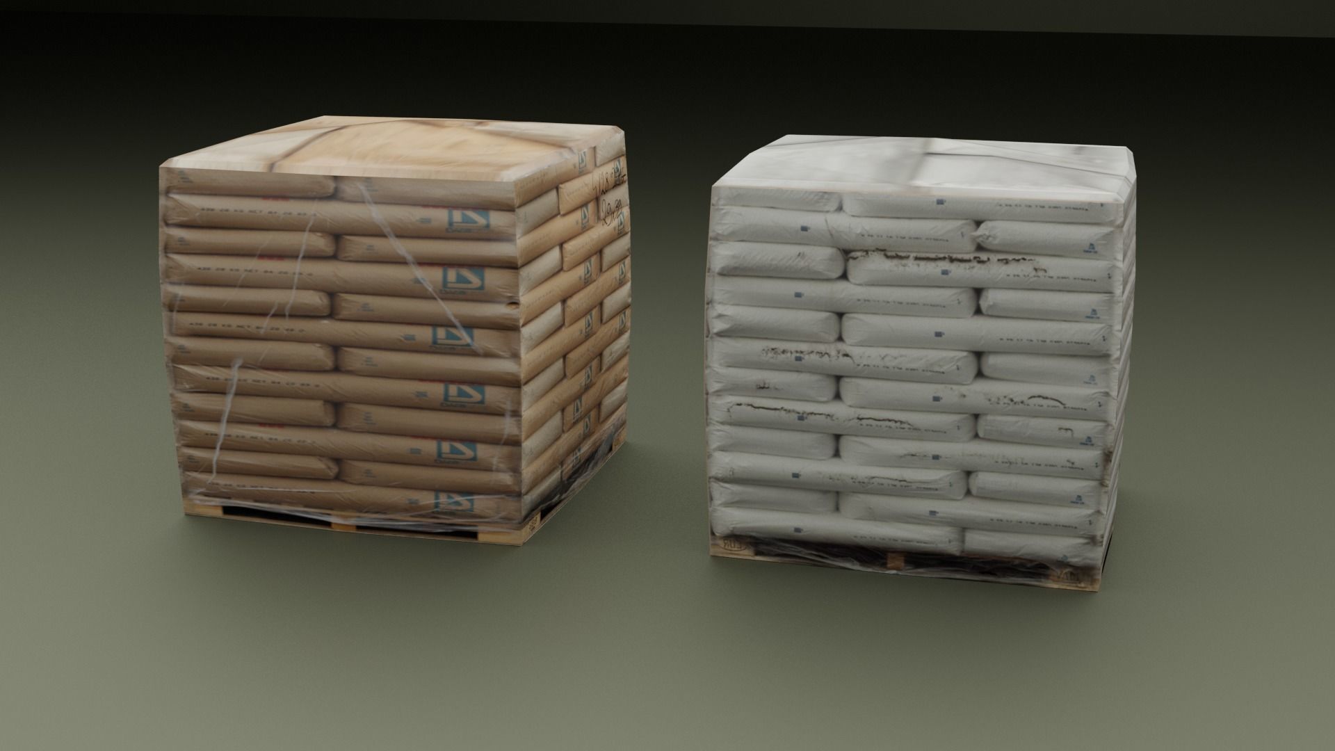 Cement Bags On Pallet Low-poly 3D model_1