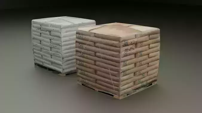 Cement Bags On Pallet Low-poly 3D model
