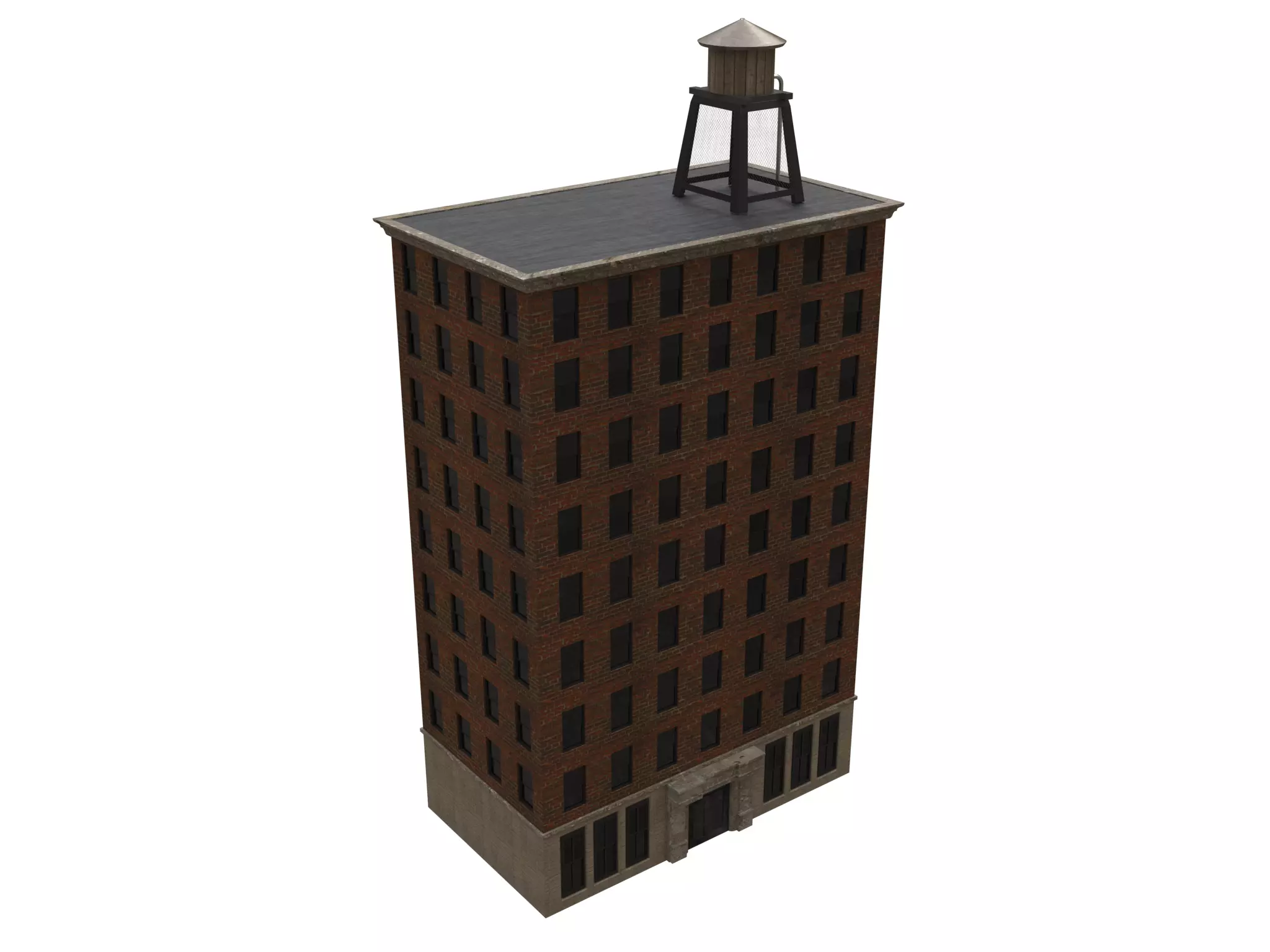 Building with Water Tank 3D Model Low-poly 3D model