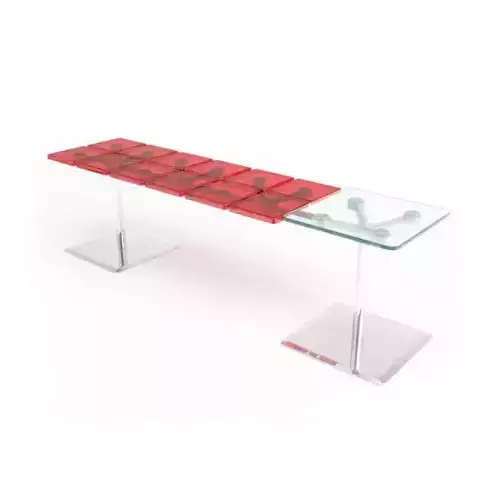 Modern Glass Desk Red And Clear