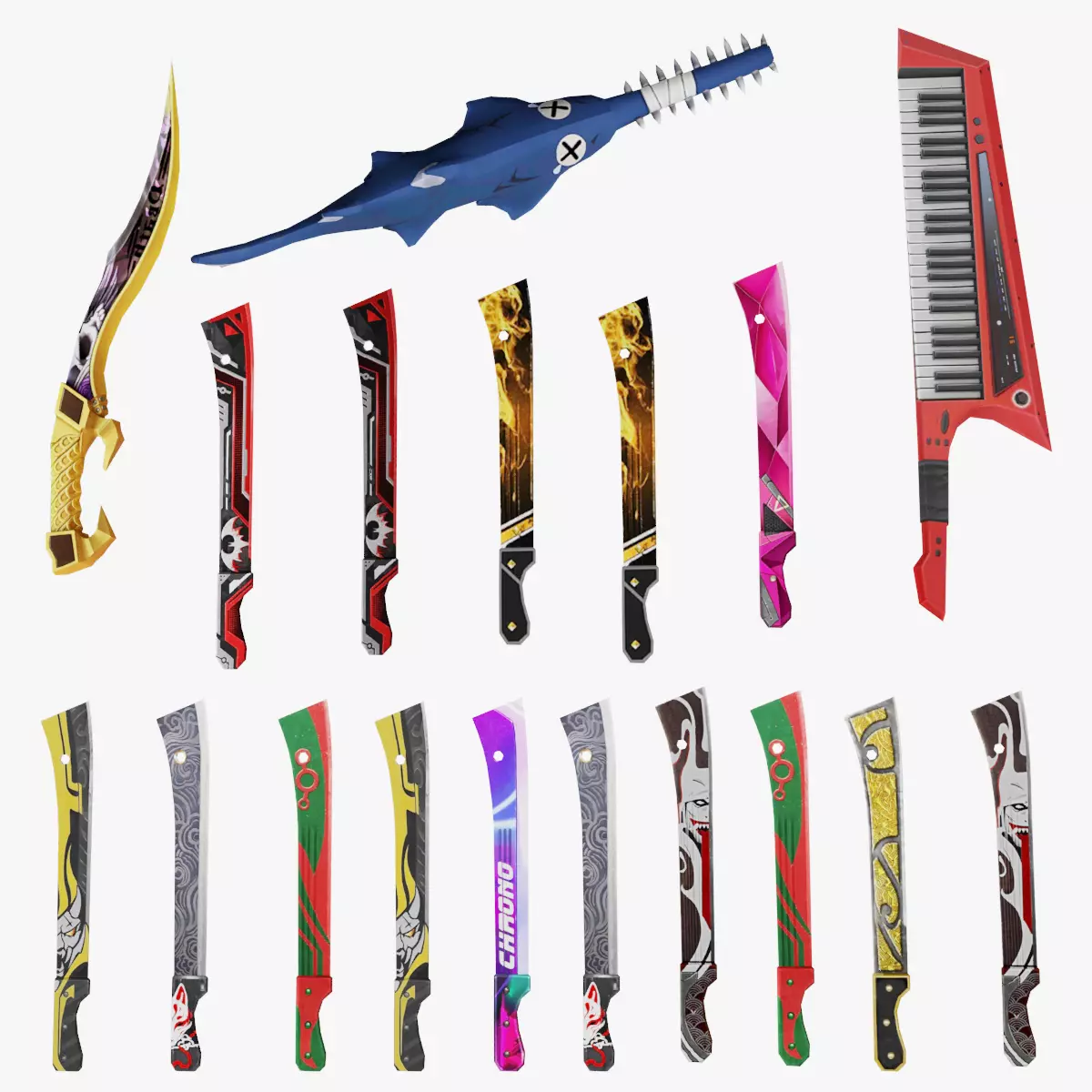 Machete Rifle Game Weapon 18x 3D model_0