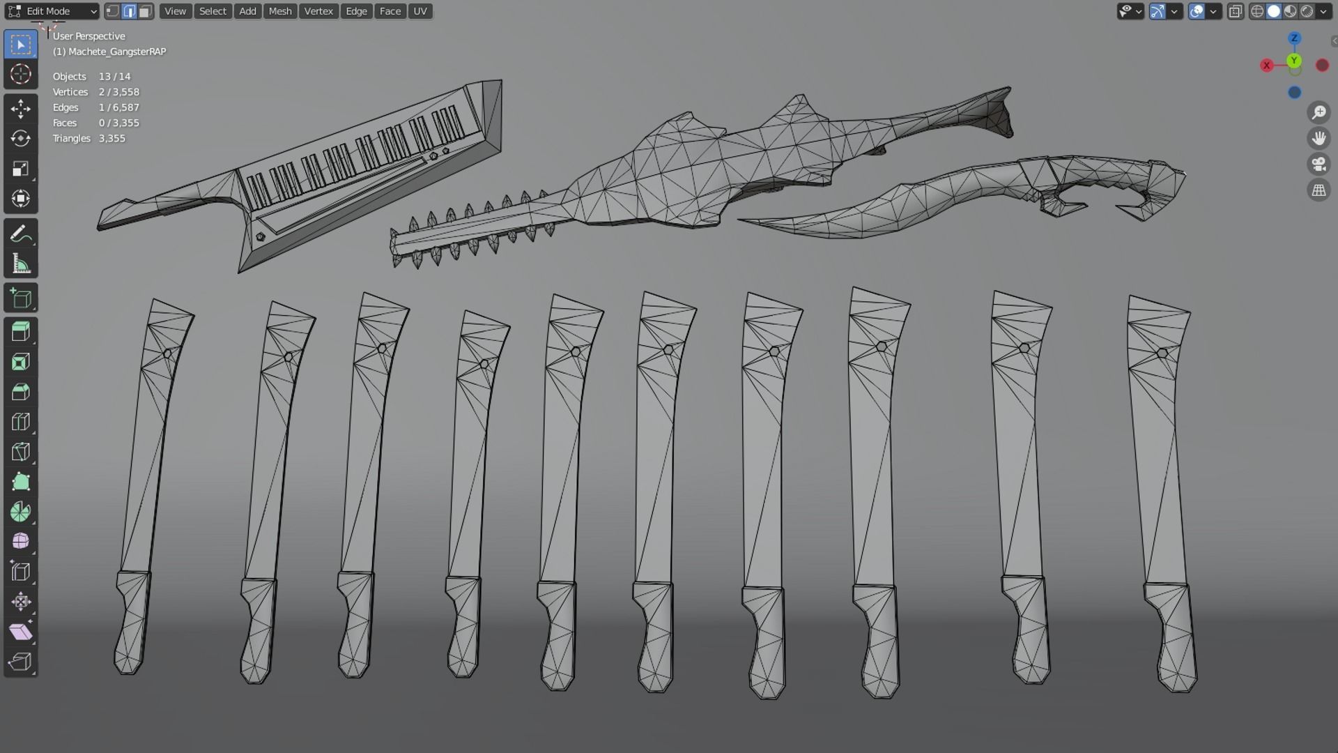 Machete Rifle Game Weapon 18x 3D model_3