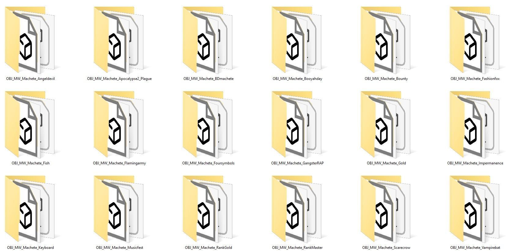 Machete Rifle Game Weapon 18x 3D model_23