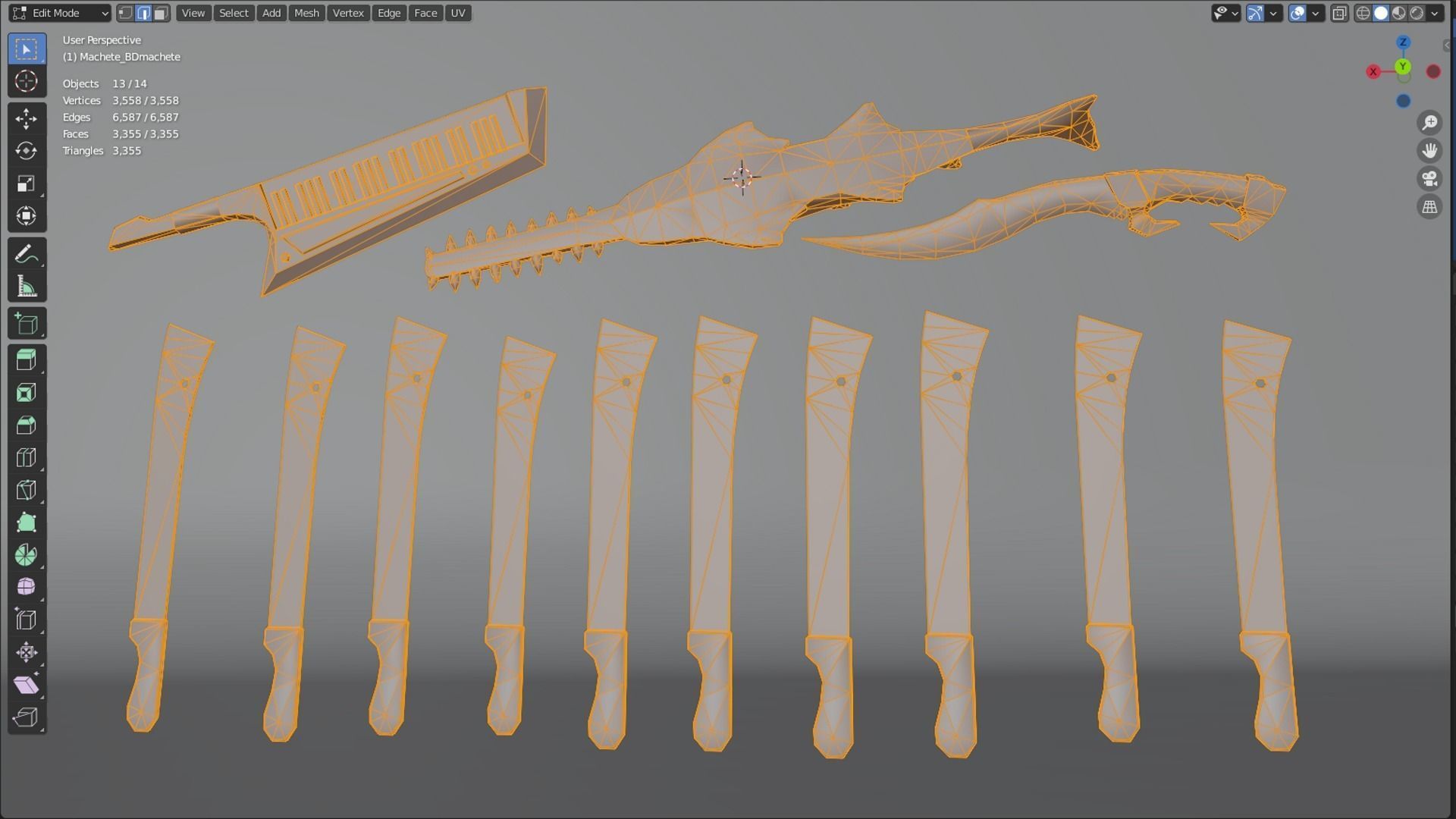 Machete Rifle Game Weapon 18x 3D model_2