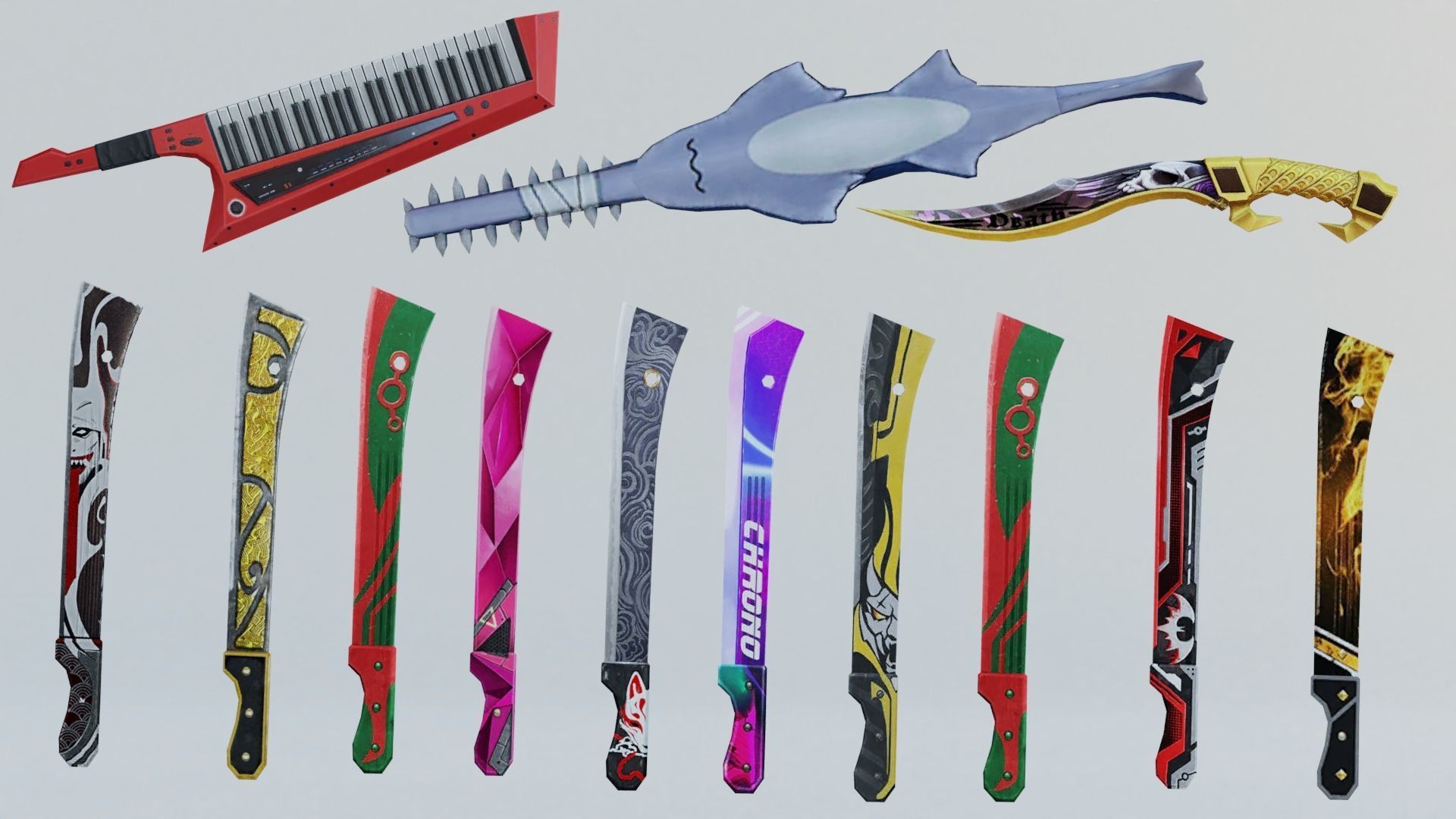 Machete Rifle Game Weapon 18x 3D model_1