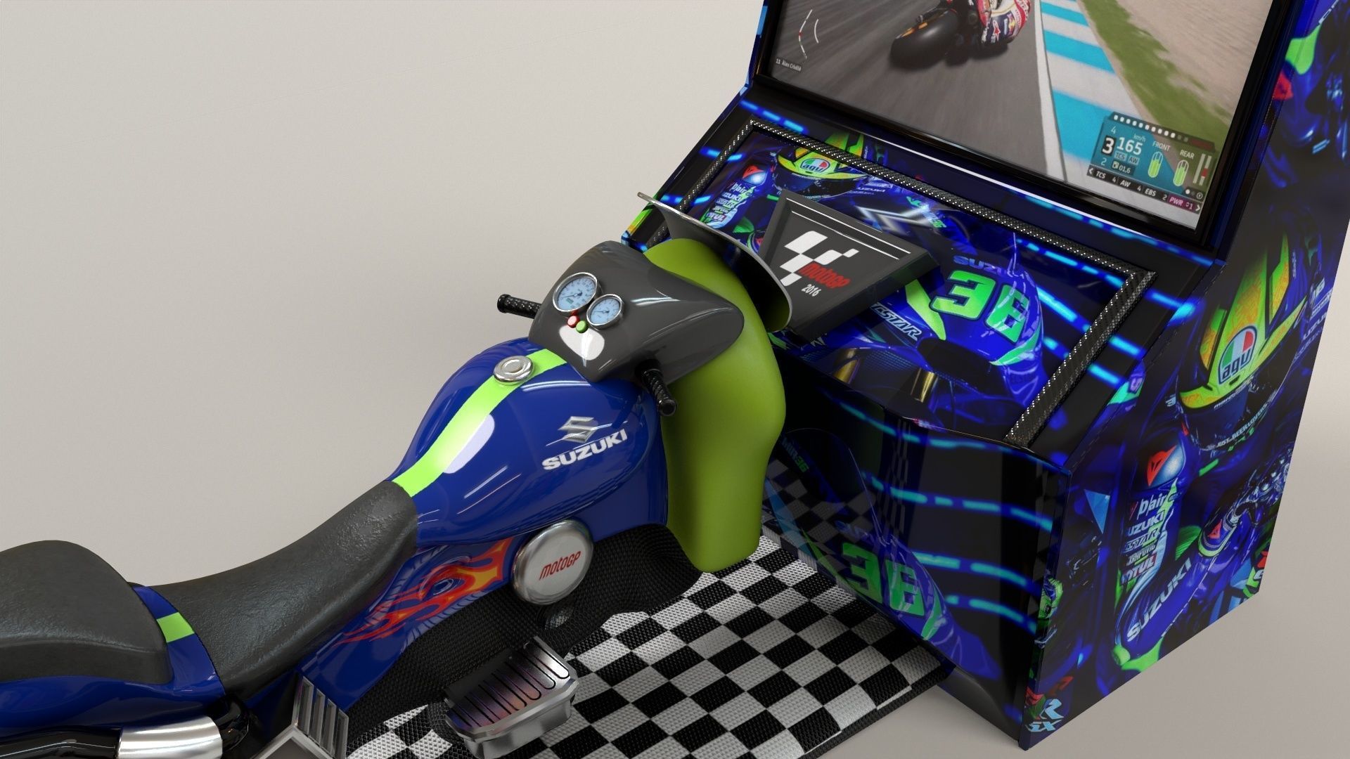 Arcade Coin Operated Bike Game Low-poly 3D model_2