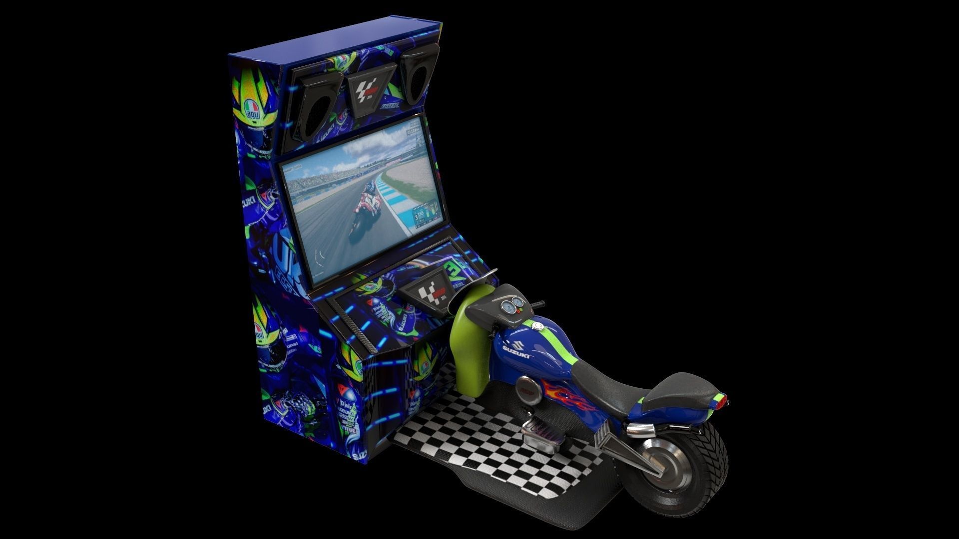 Arcade Coin Operated Bike Game Low-poly 3D model_18