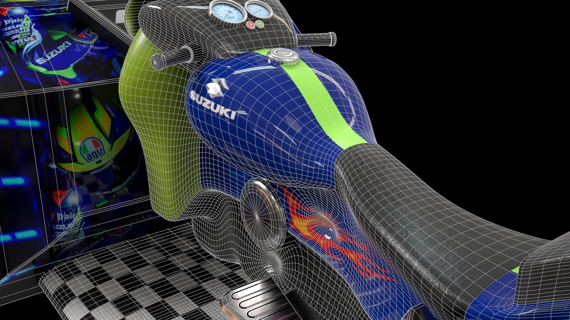 Arcade Coin Operated Bike Game Low-poly 3D model_22