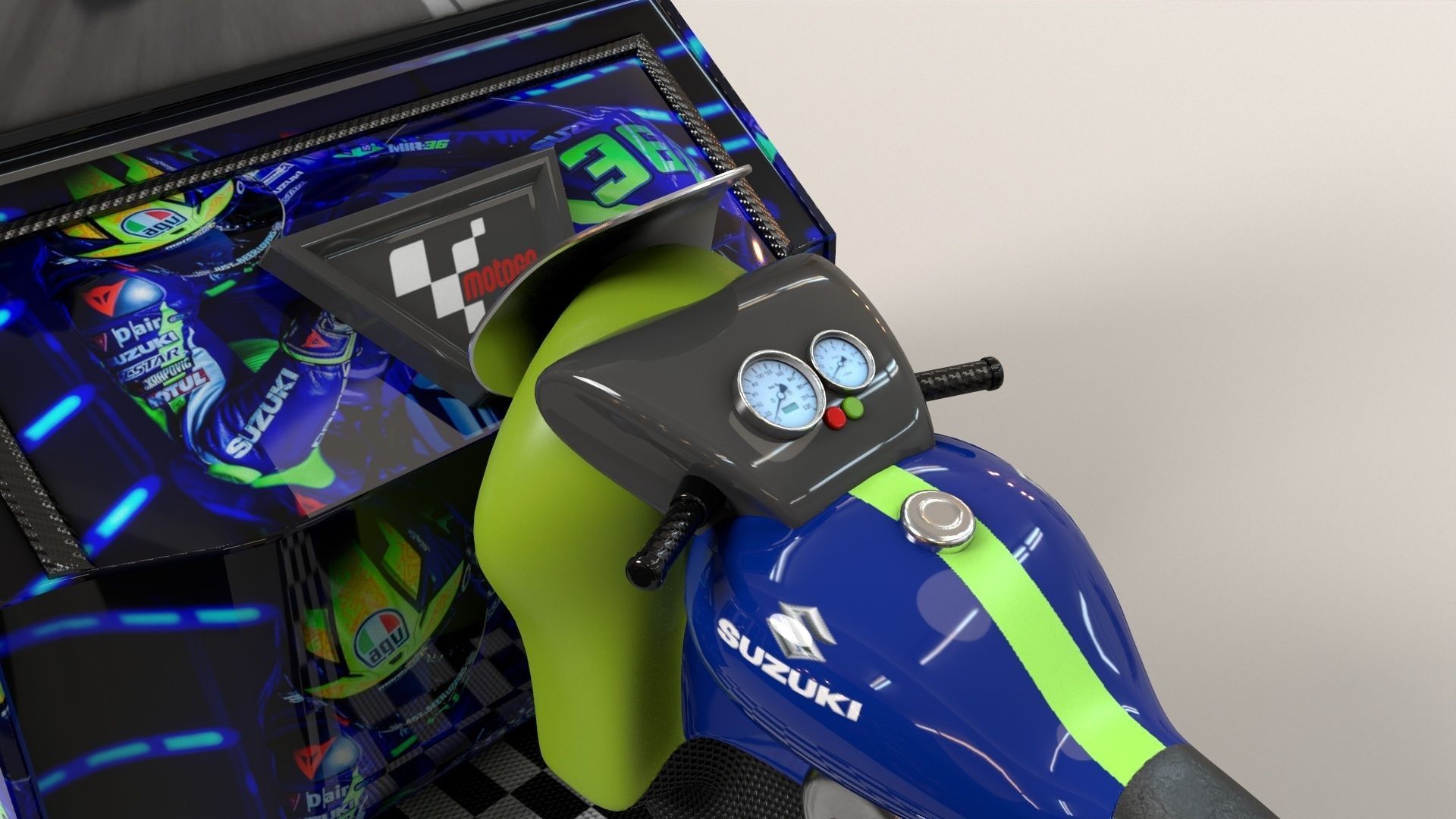 Arcade Coin Operated Bike Game Low-poly 3D model_9