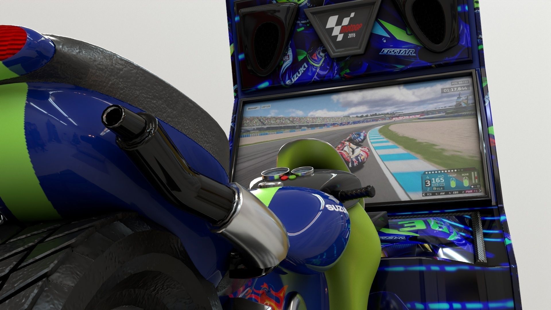 Arcade Coin Operated Bike Game Low-poly 3D model_15