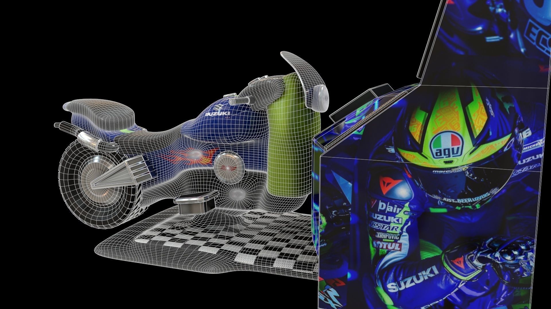 Arcade Coin Operated Bike Game Low-poly 3D model_20