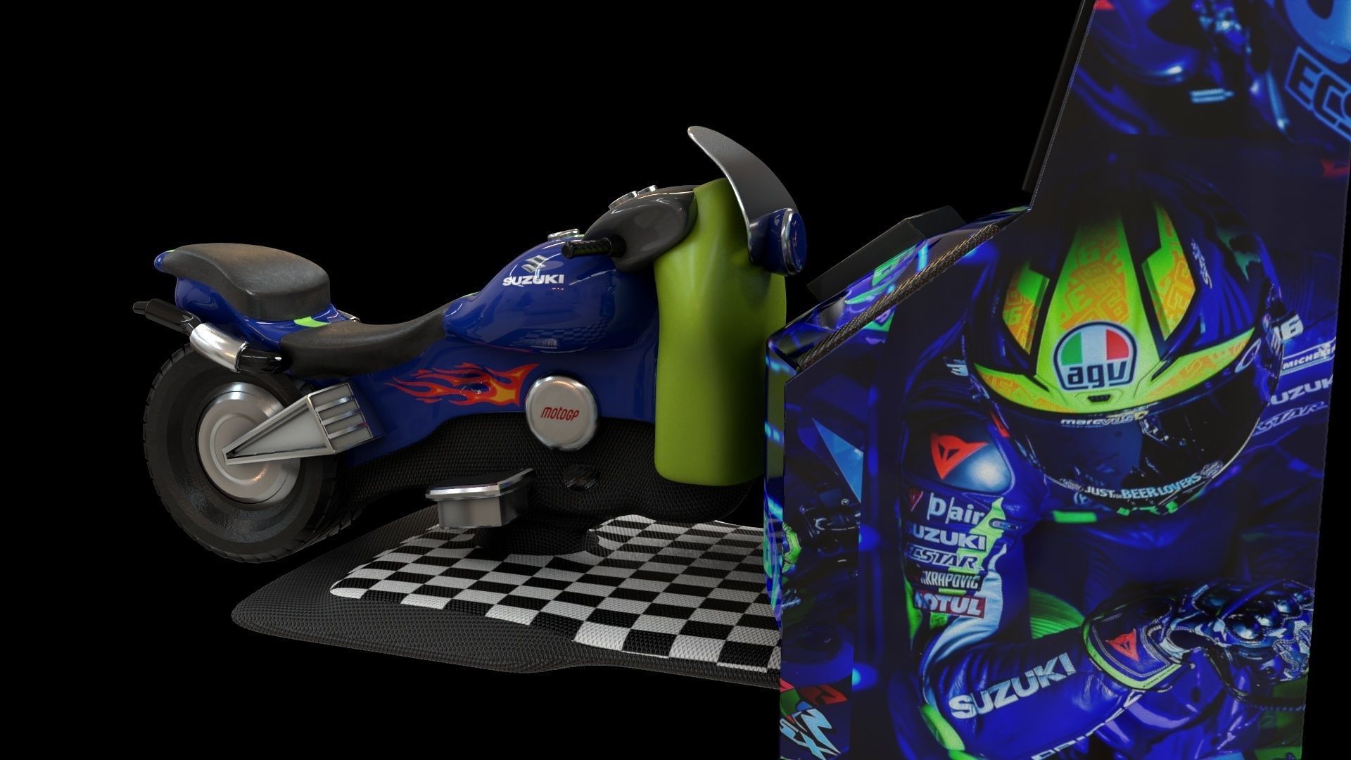 Arcade Coin Operated Bike Game Low-poly 3D model_19