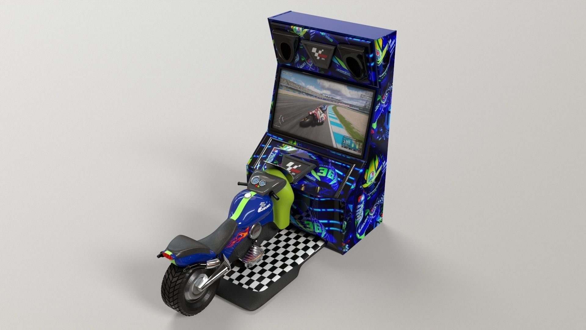 Arcade Coin Operated Bike Game Low-poly 3D model_4