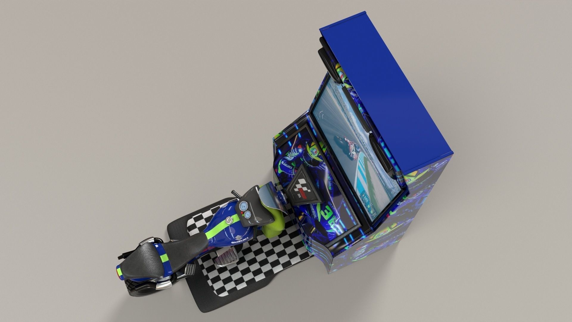 Arcade Coin Operated Bike Game Low-poly 3D model_17