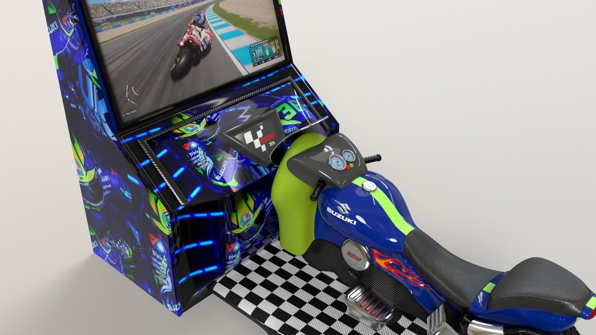 Arcade Coin Operated Bike Game Low-poly 3D model_8