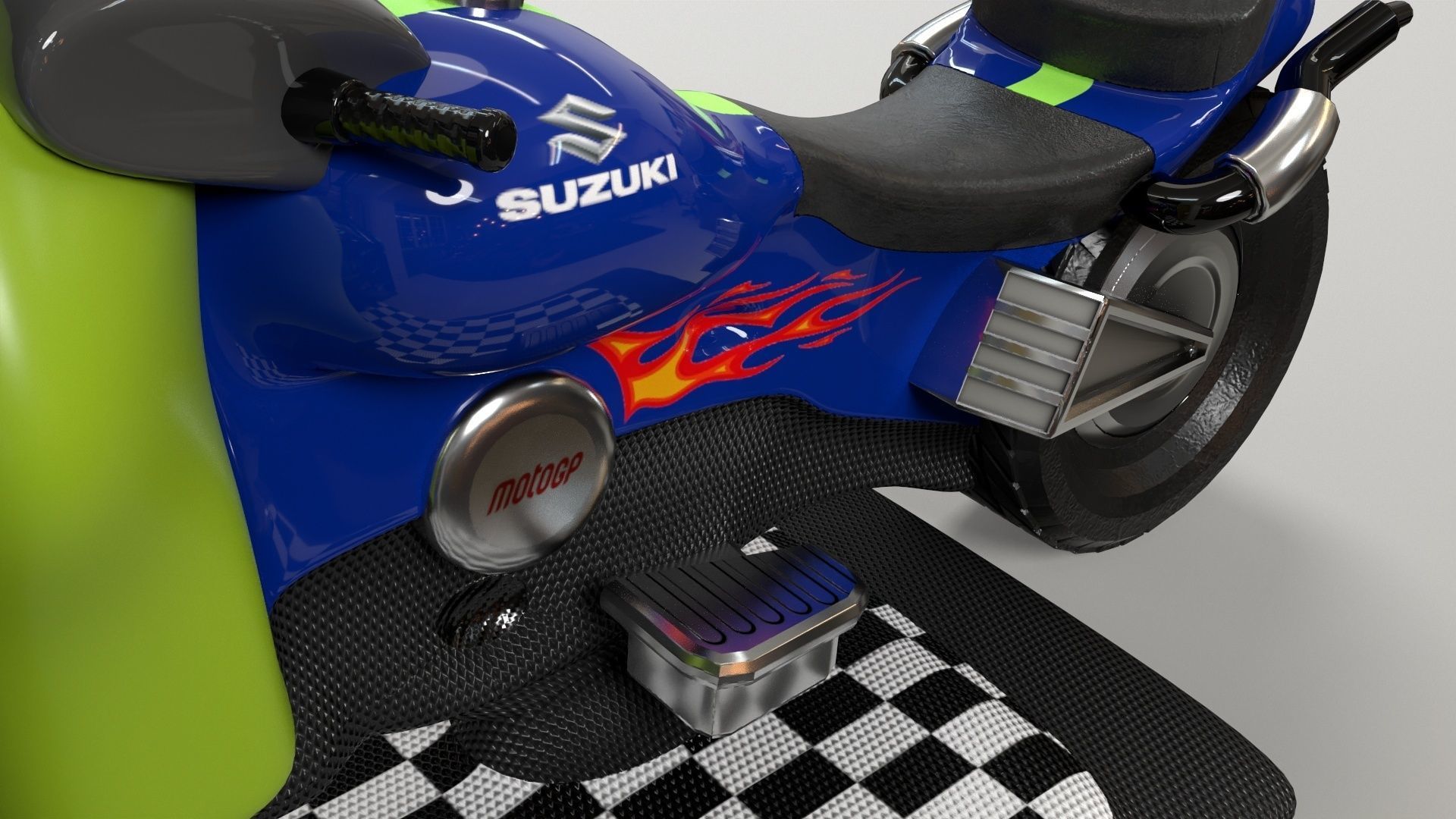 Arcade Coin Operated Bike Game Low-poly 3D model_12