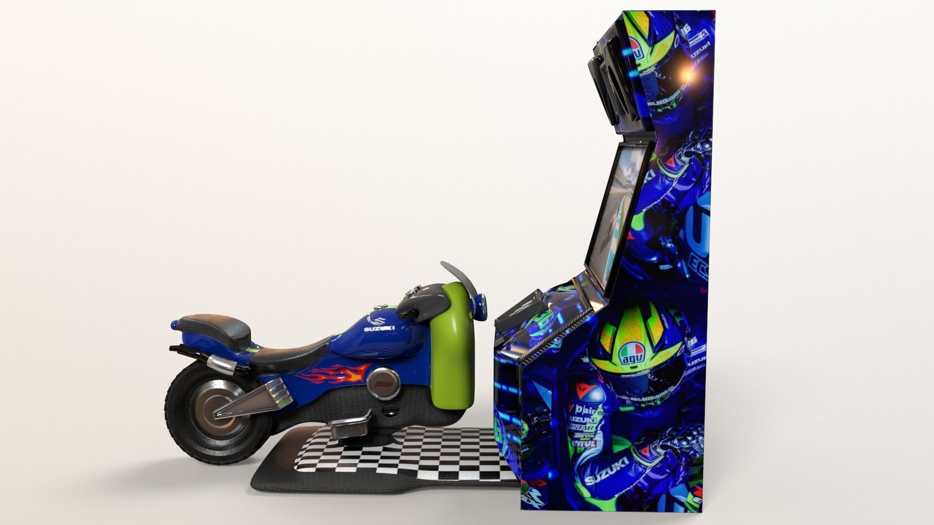 Arcade Coin Operated Bike Game Low-poly 3D model_5