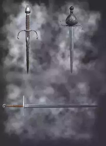 Sword and daggers set for games