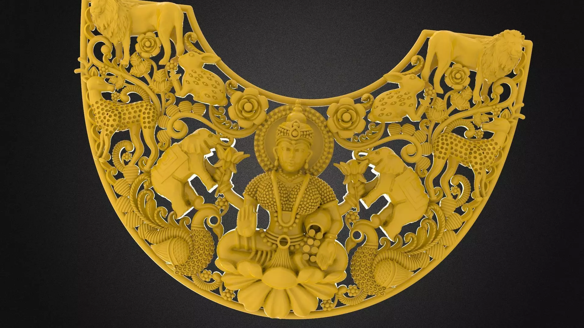 22K Gold Pendants Laxmi  rhino matrix  3D print model_0