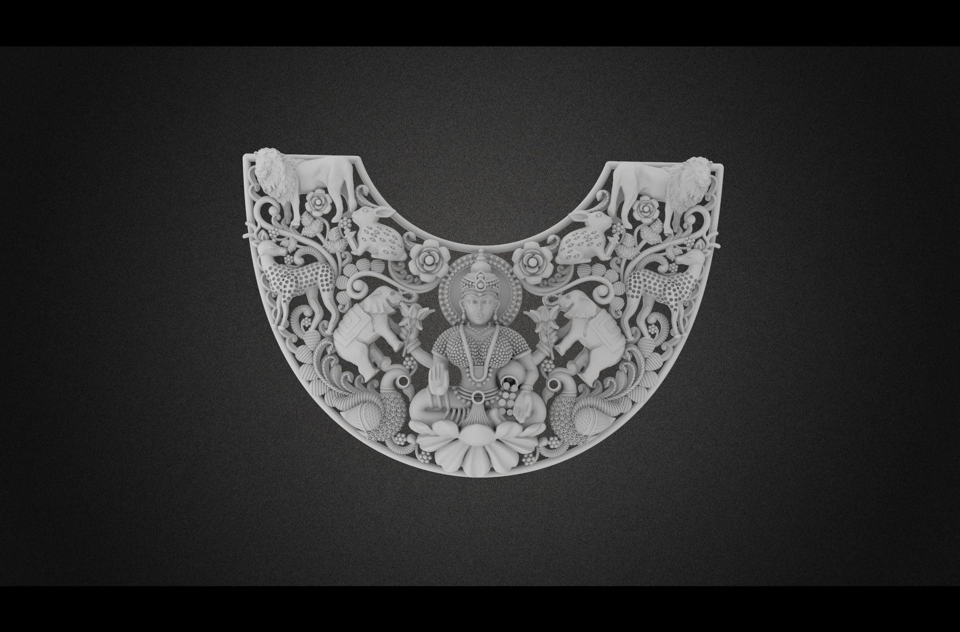 22K Gold Pendants Laxmi  rhino matrix  3D print model_1