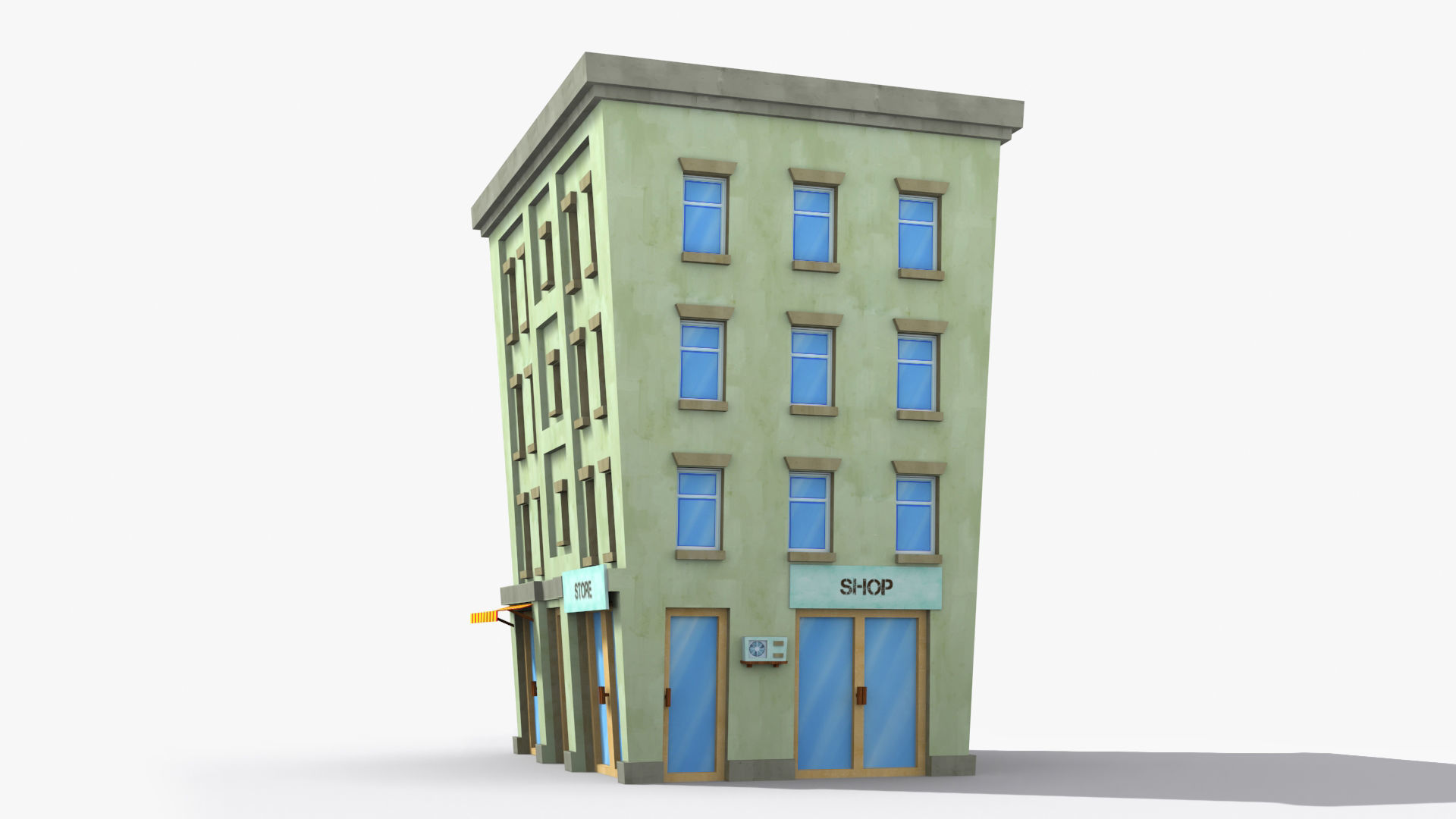 Cartoon Building x2 Low-poly 3D model_3