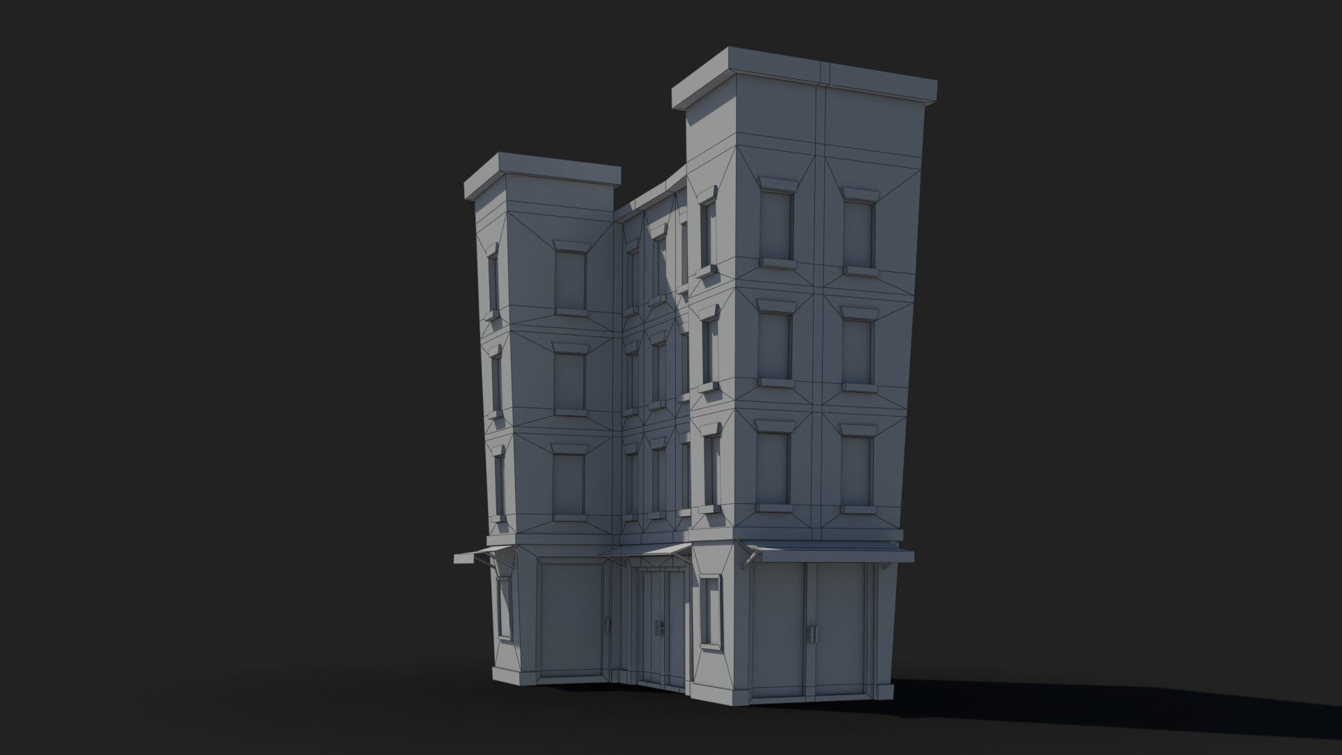 Cartoon Building x5 Low-poly 3D model_8