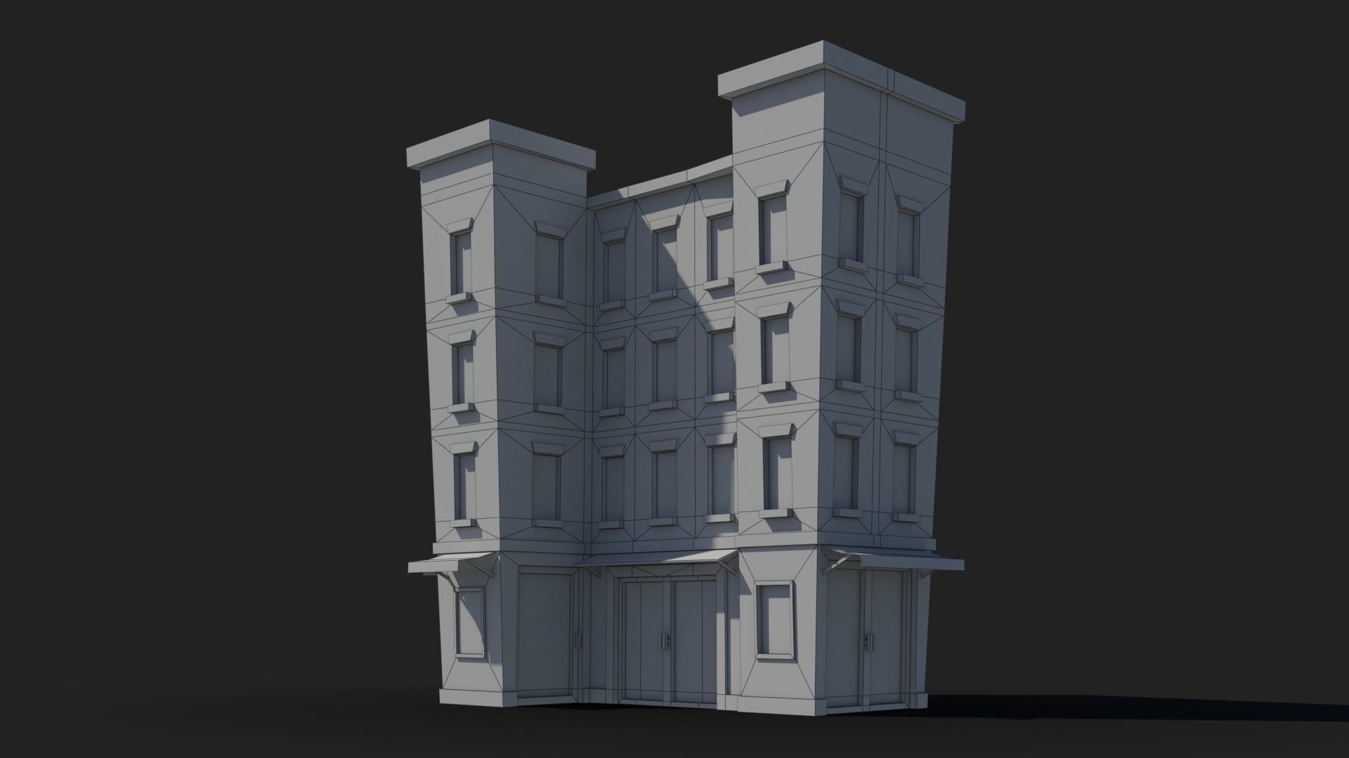 Cartoon Building x5 Low-poly 3D model_5