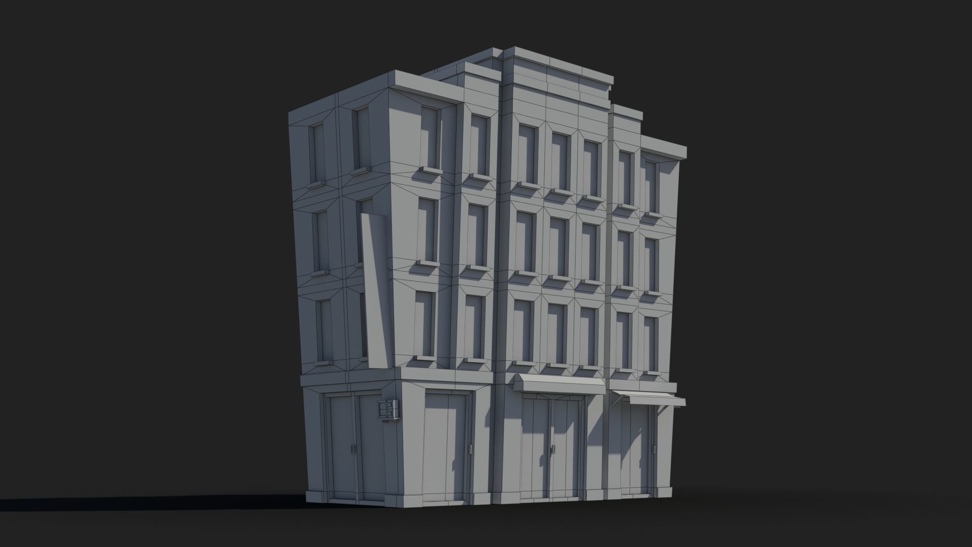 Cartoon Building x6 Low-poly 3D model_5