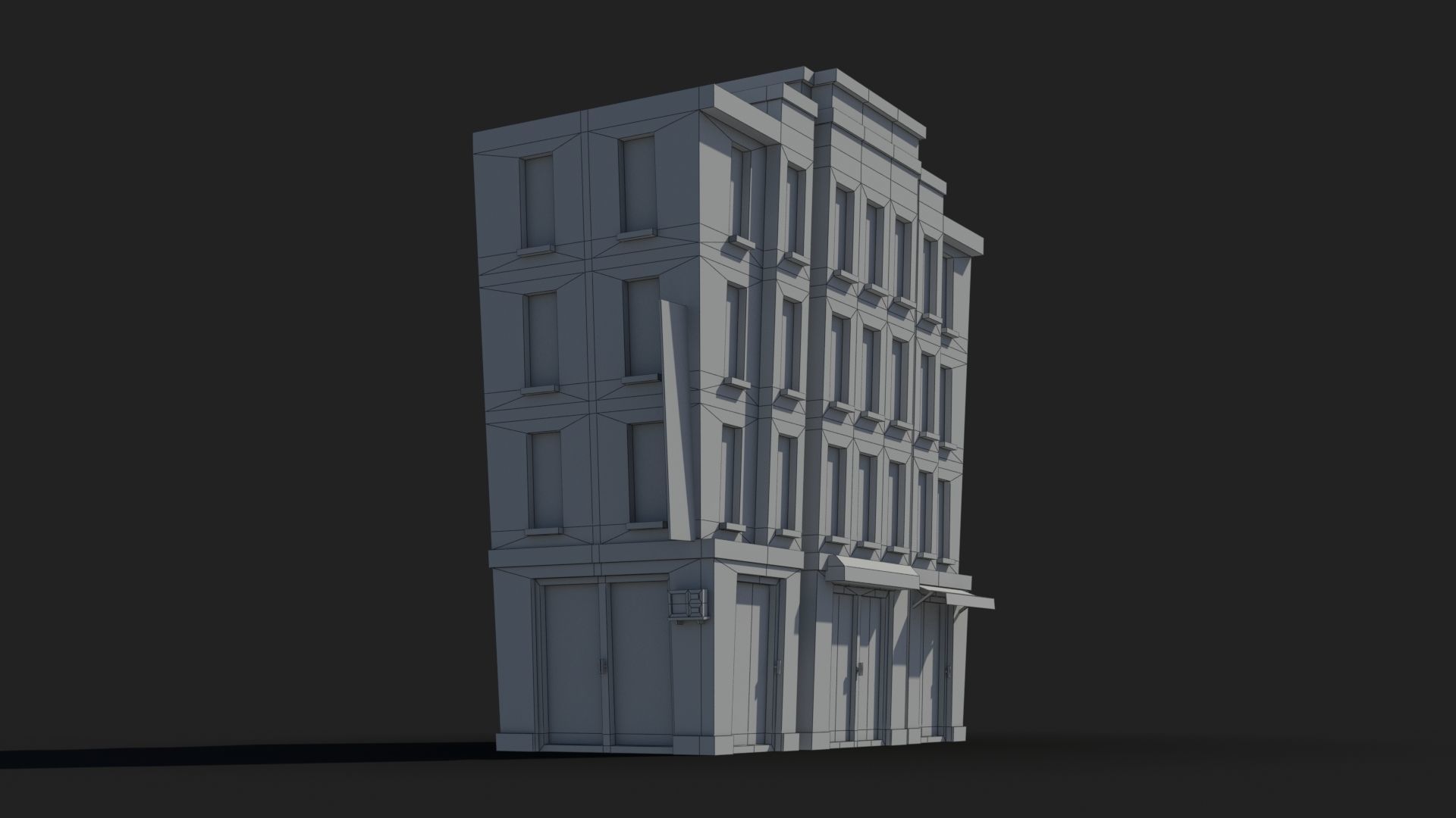 Cartoon Building x6 Low-poly 3D model_7