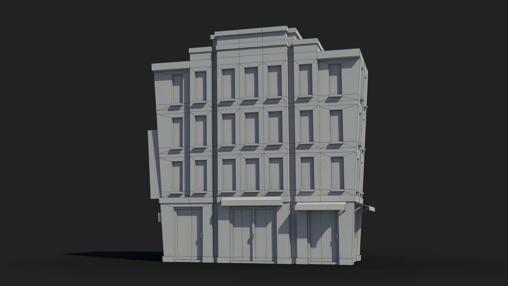 Cartoon Building x6 Low-poly 3D model_6