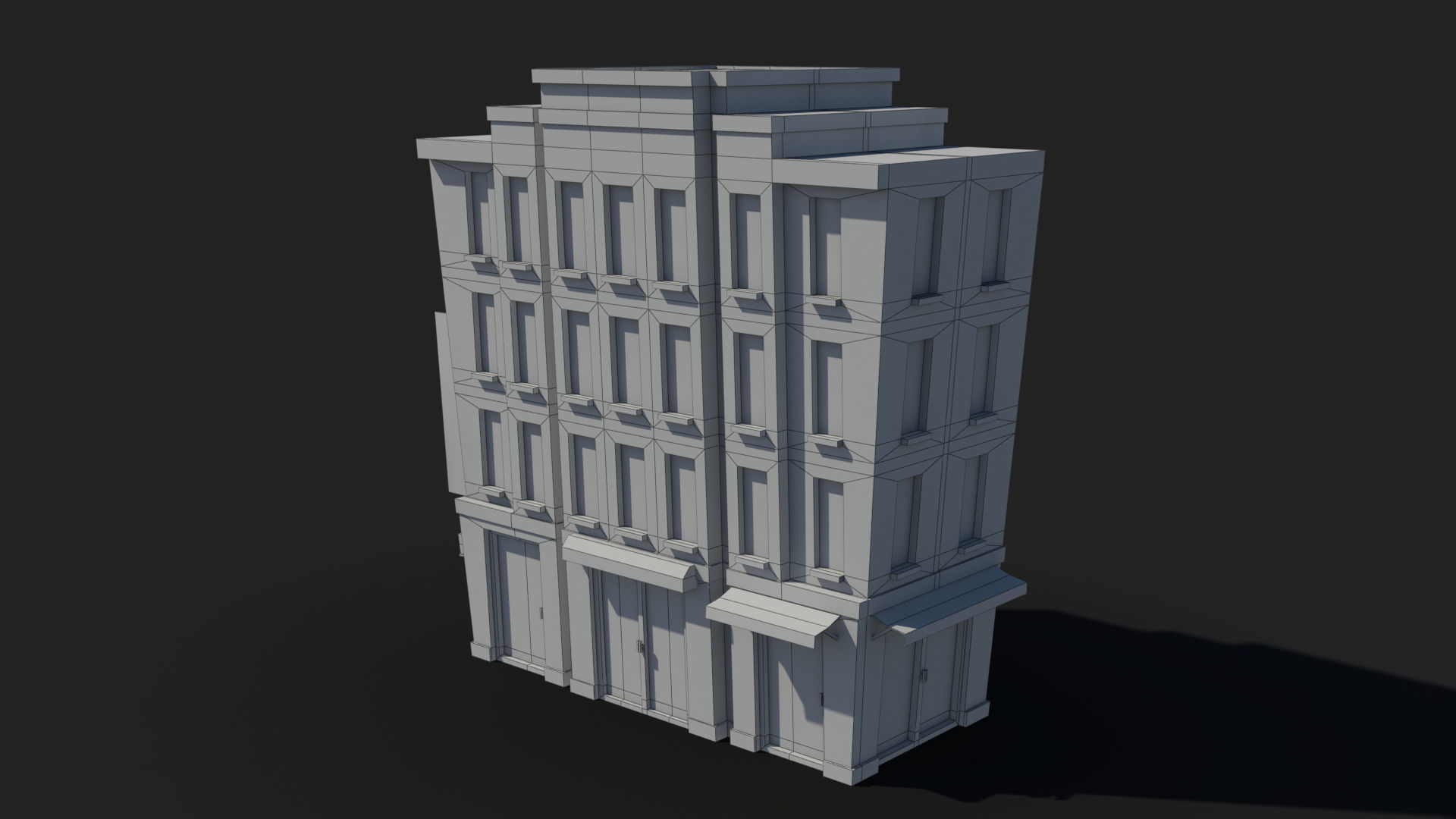 Cartoon Building x6 Low-poly 3D model_8
