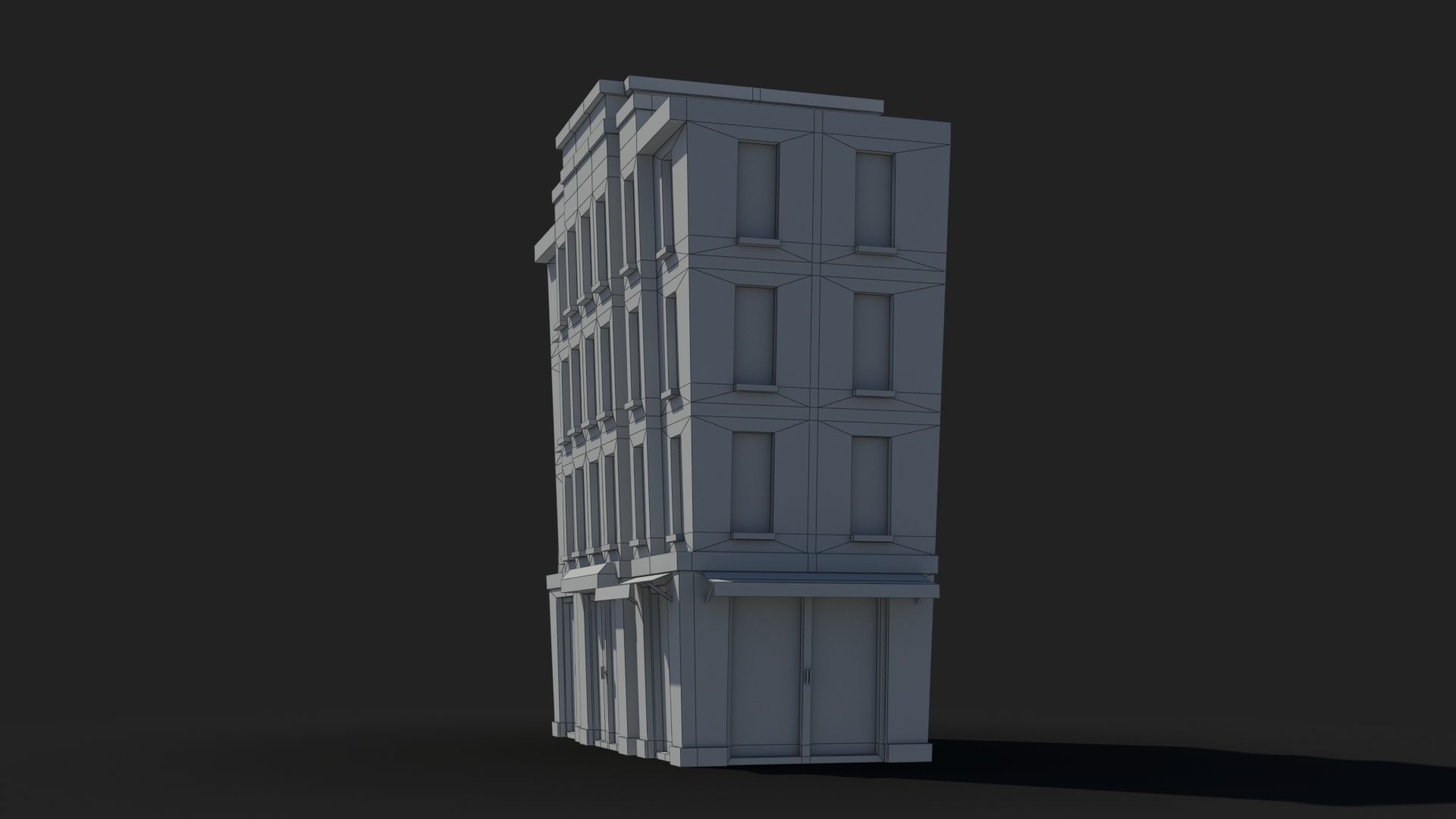 Cartoon Building x6 Low-poly 3D model_9