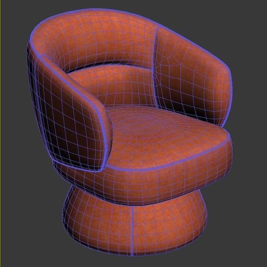 Article Makeva Anise Brown Swivel Chair 3D model_7