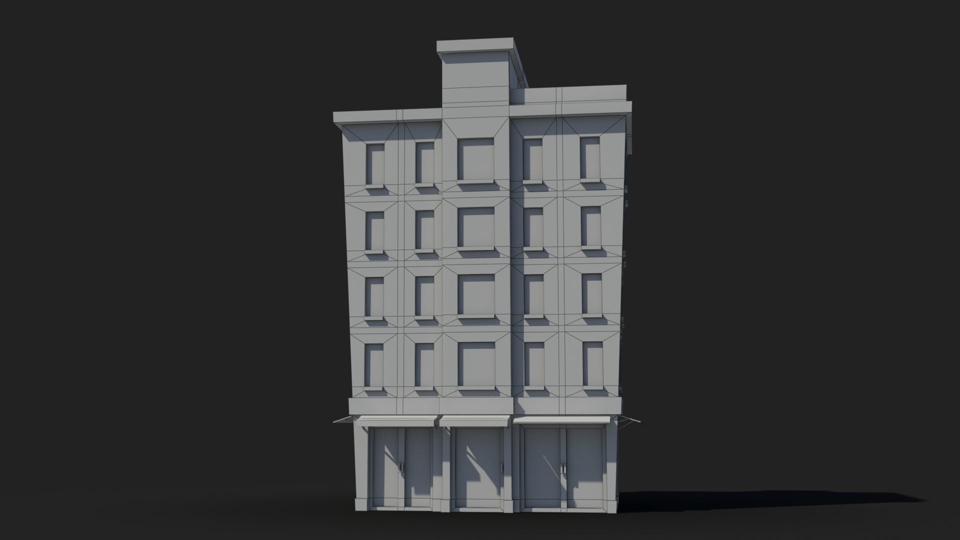 Cartoon Building x7 Low-poly 3D model_6